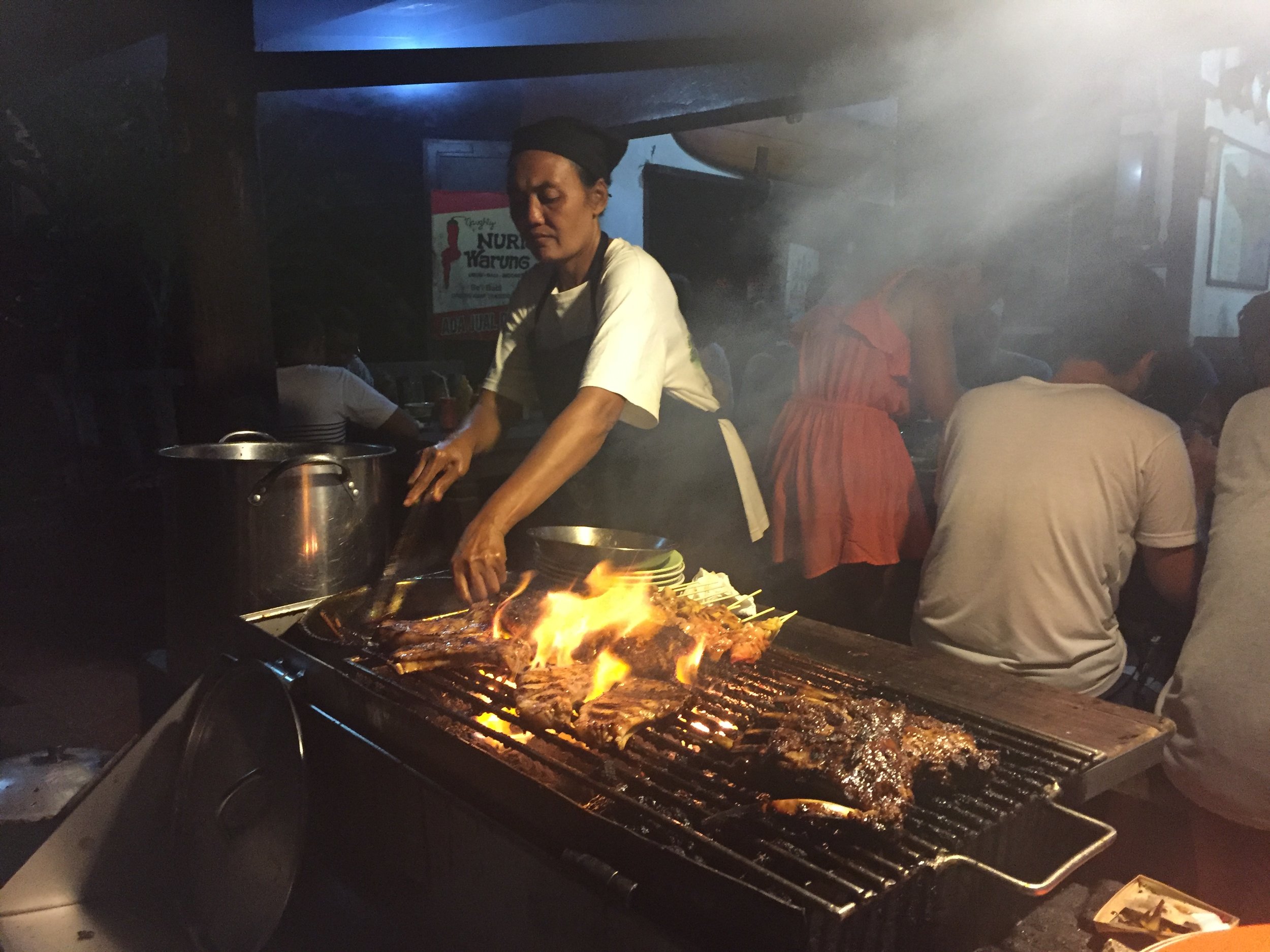 The rib chef at Naughty Nuri's. "Eat, Pay, Leave."