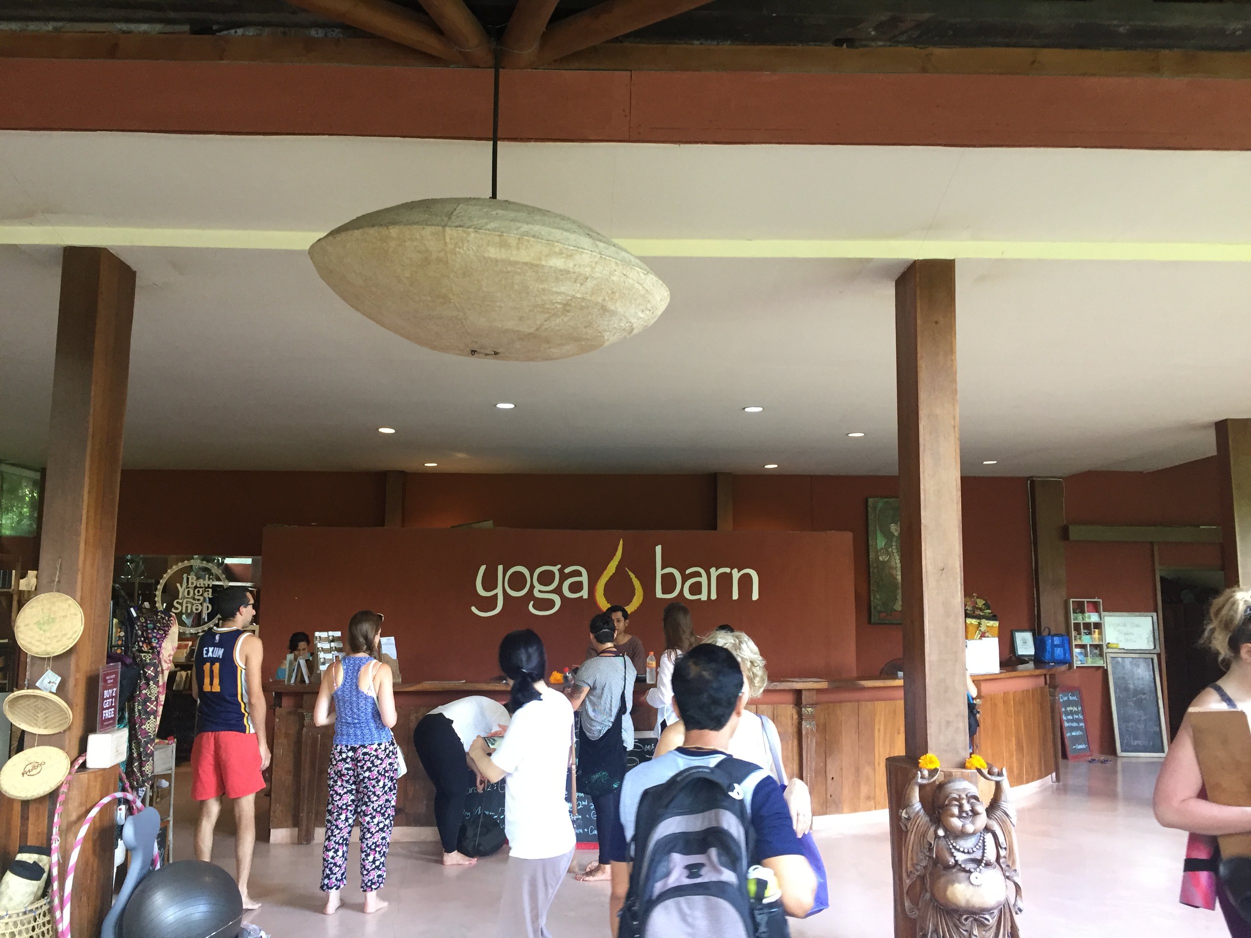 The entrance of the famous Yoga Barn.