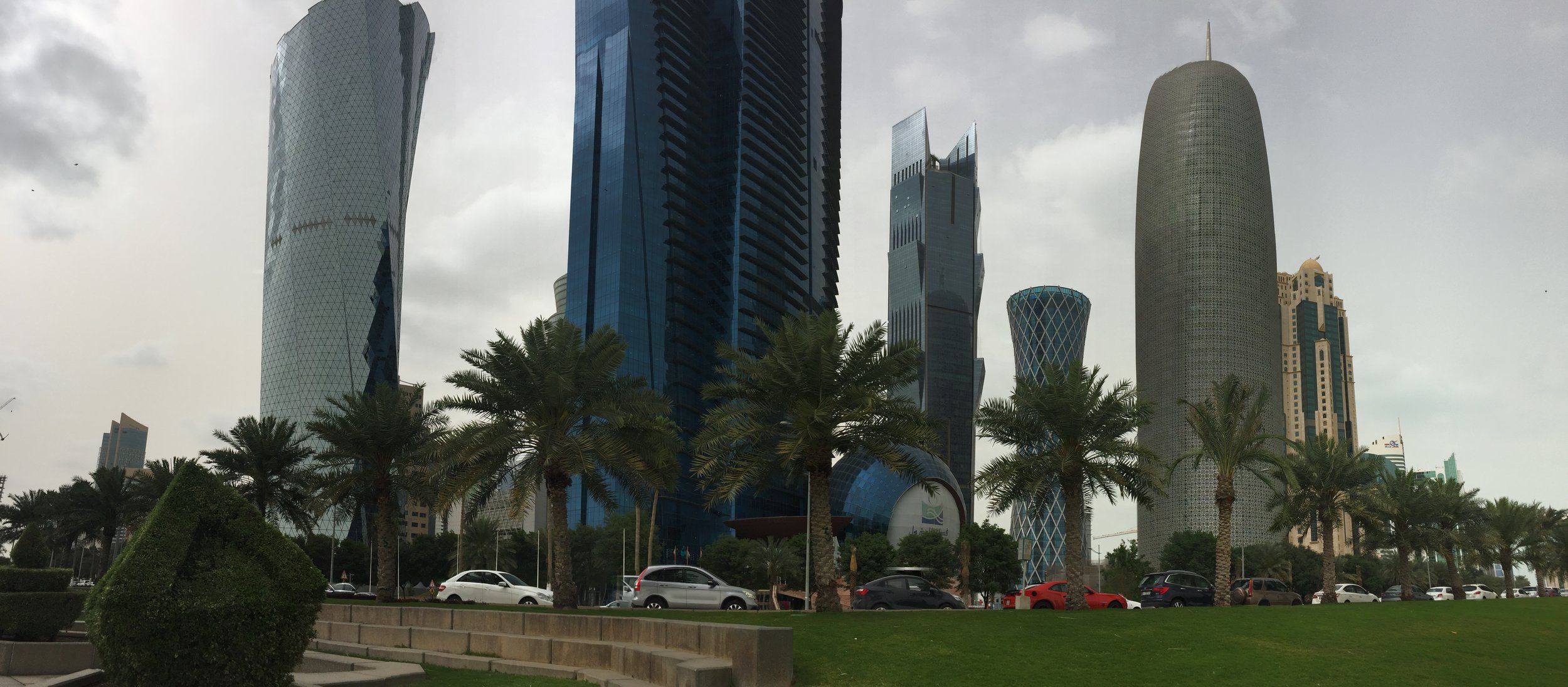A shot of the downtown skyscrapers from along the Corniche.