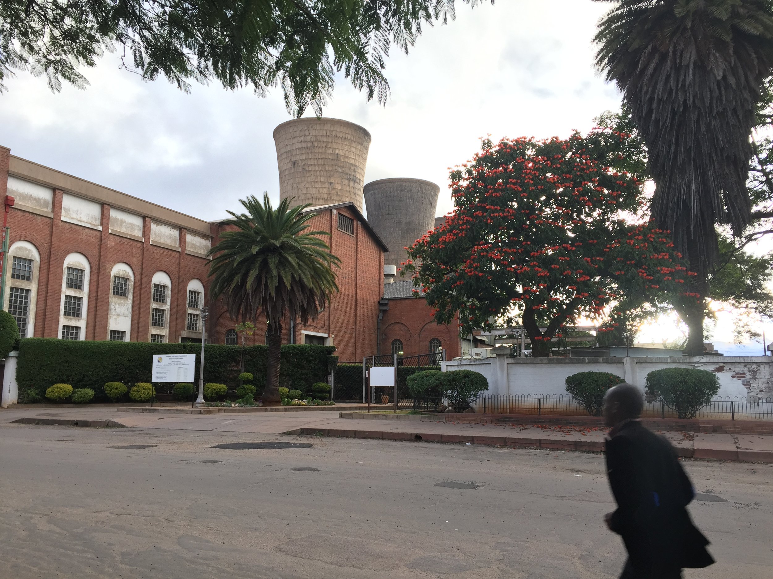 The Bulawayo (closed) power station, one of the few large buildings in the city.