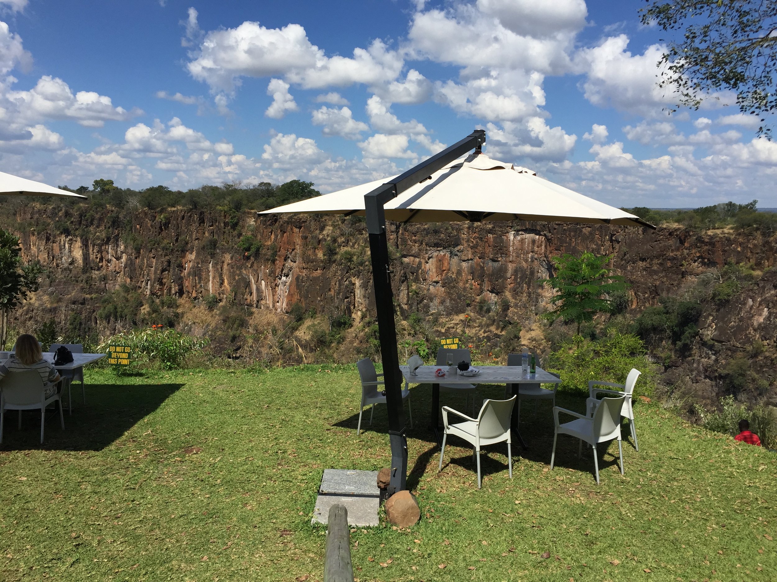 Lunch spot on the cliffs over the Zambezi.