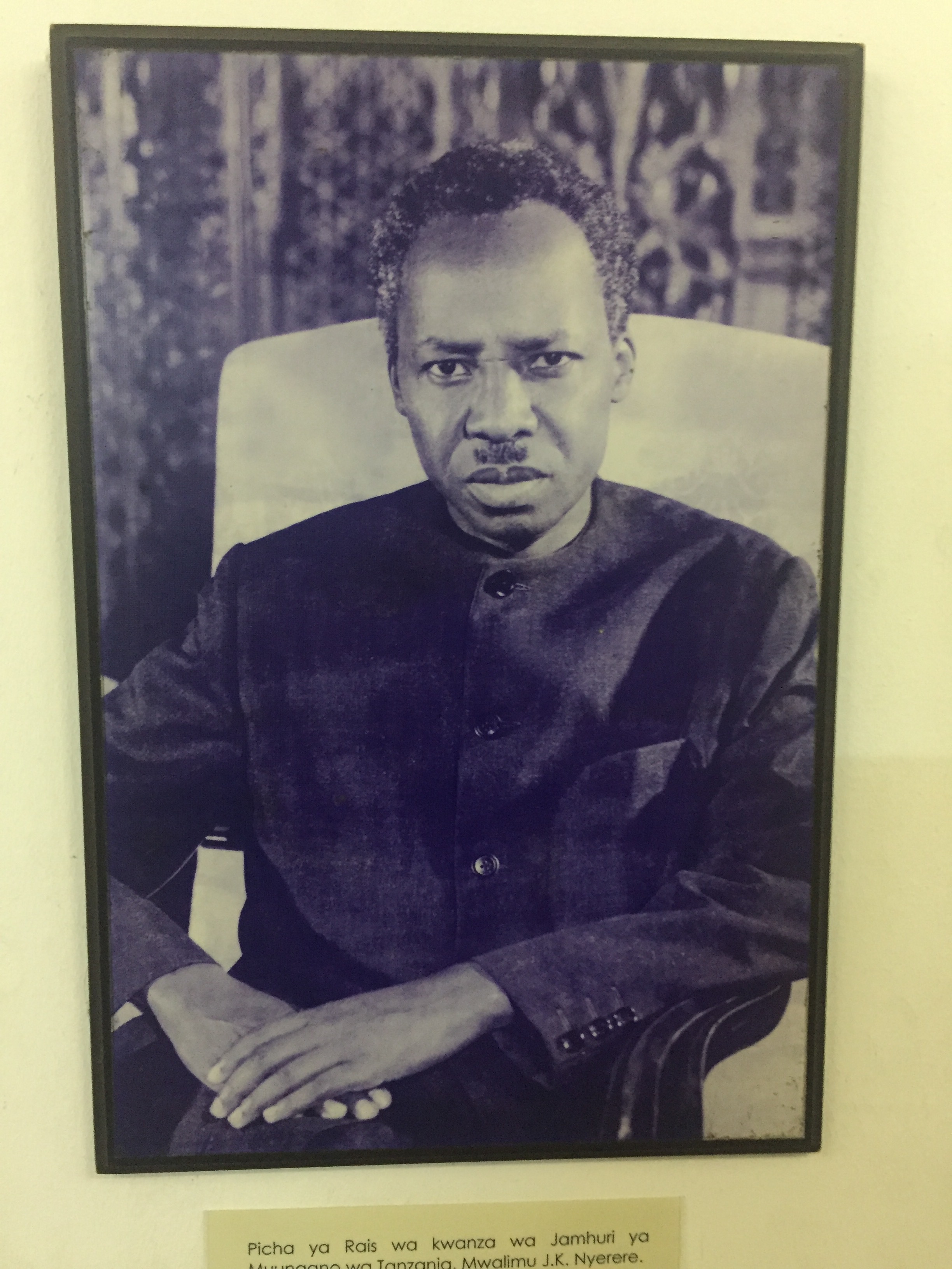 President Nyerere, seen in his official portrait at Dar es Salaam's National Museum.