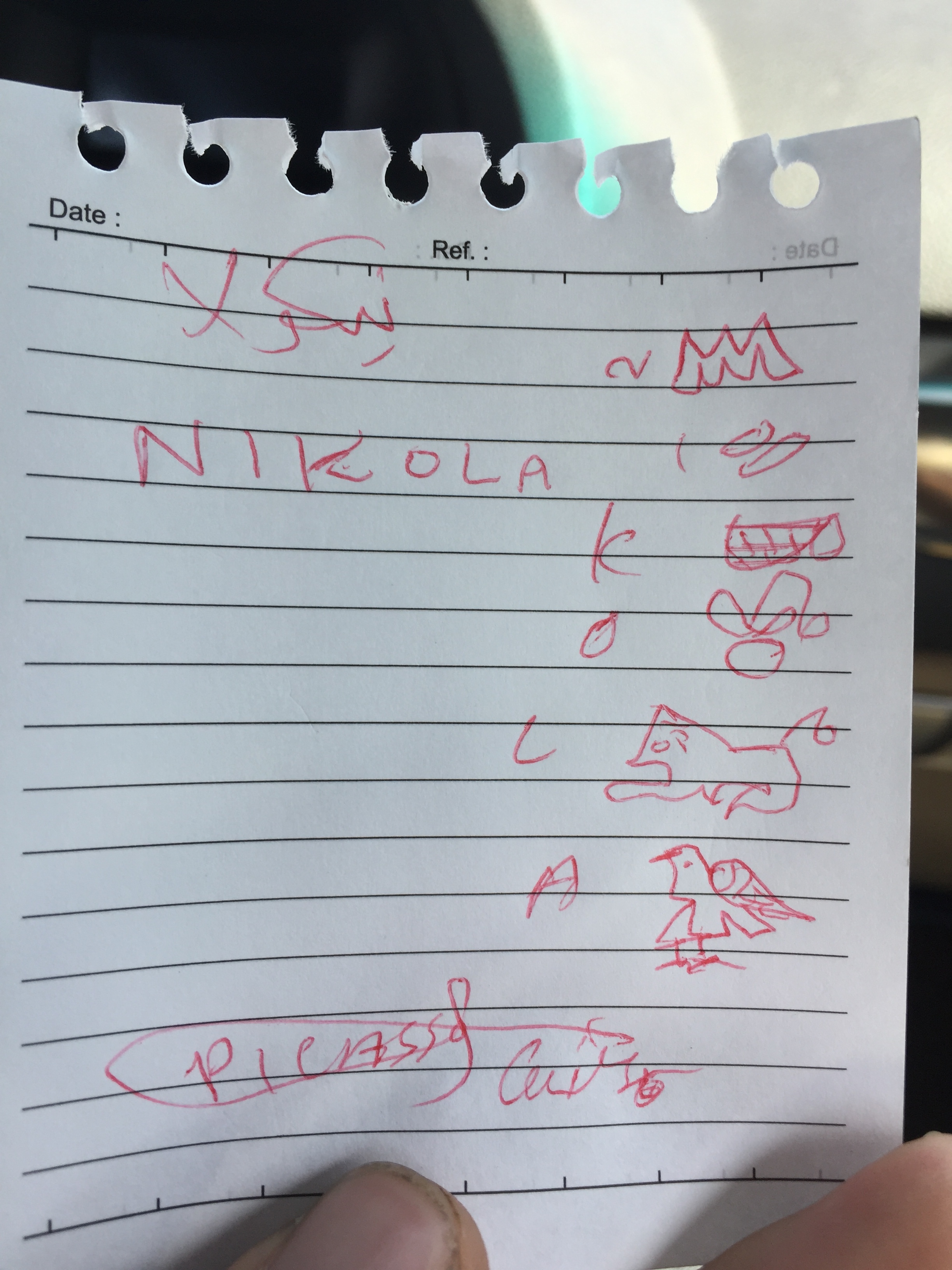 My taxi driver teaches me how to spell my name in heiroglyphics.