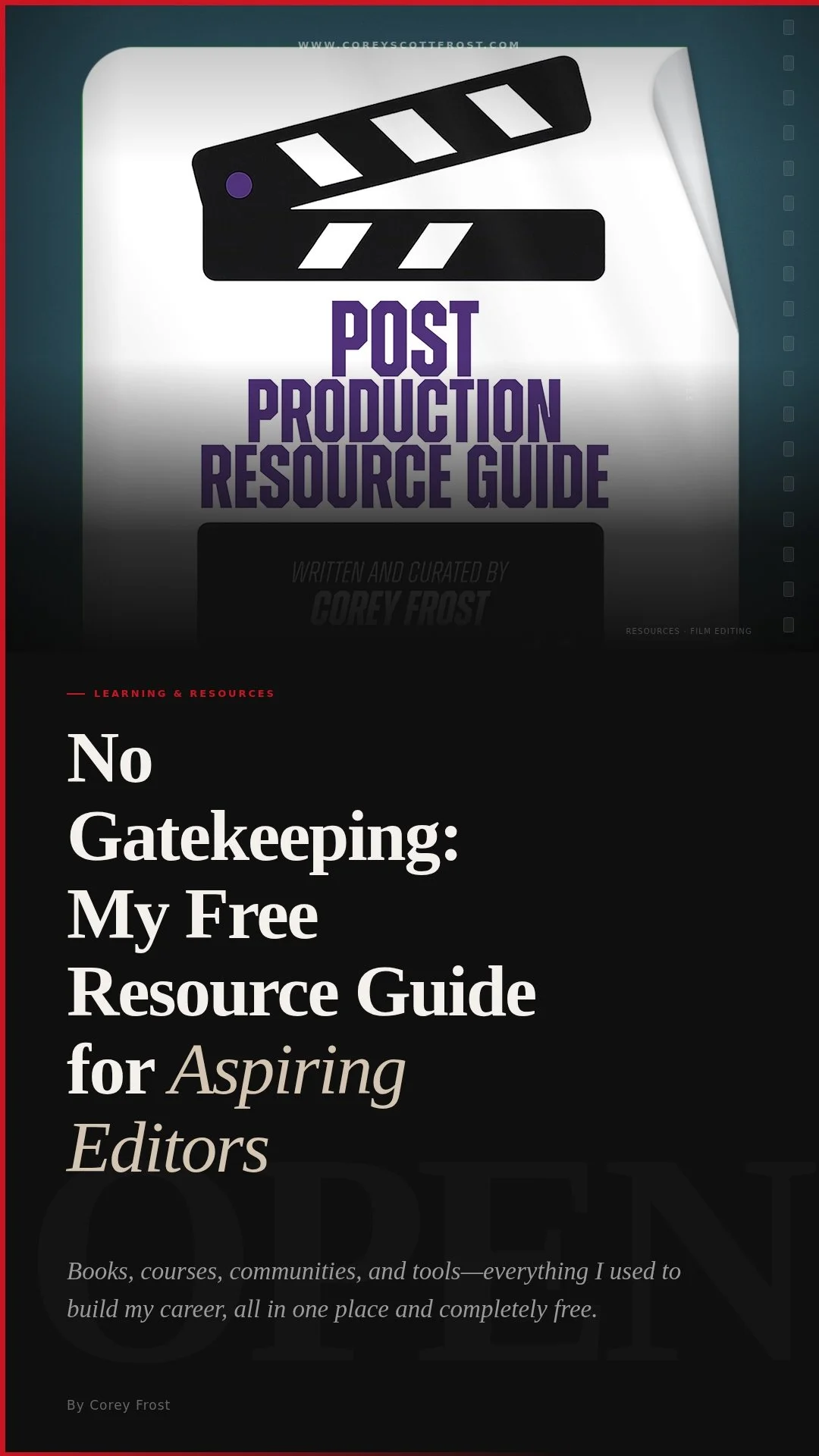 No Gatekeeping: My Free Resource Guide for Aspiring Editors
