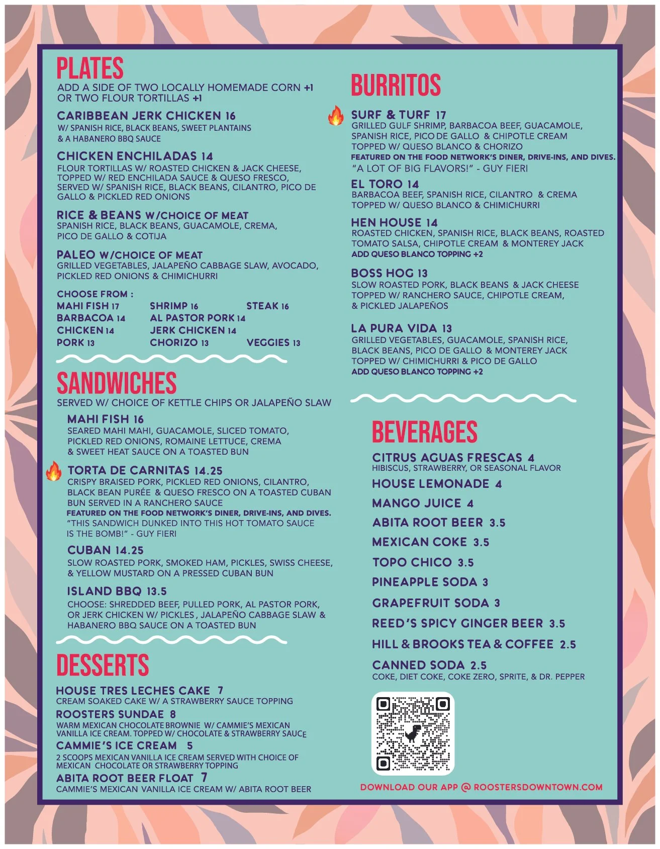 Roasters Menu Menu — Roosters