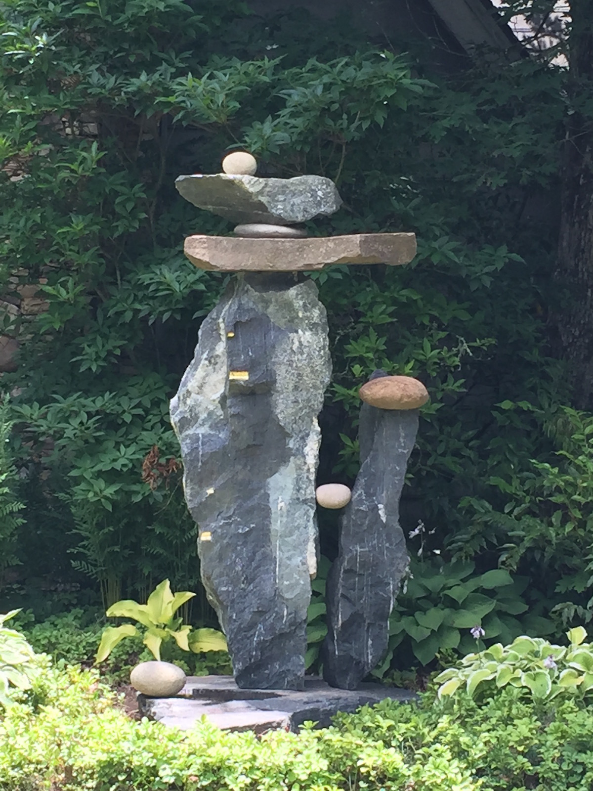 "Alchemist" stone and steel sculpture by Carl & Ethan Peverall