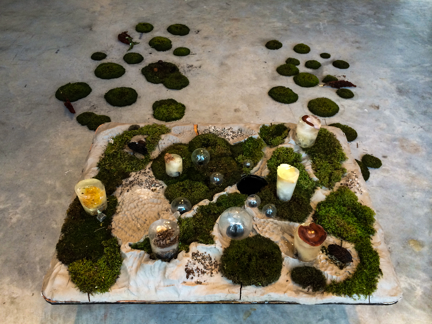 Gathering (moss, ice, fungi, clay, dripping water, water vapor)