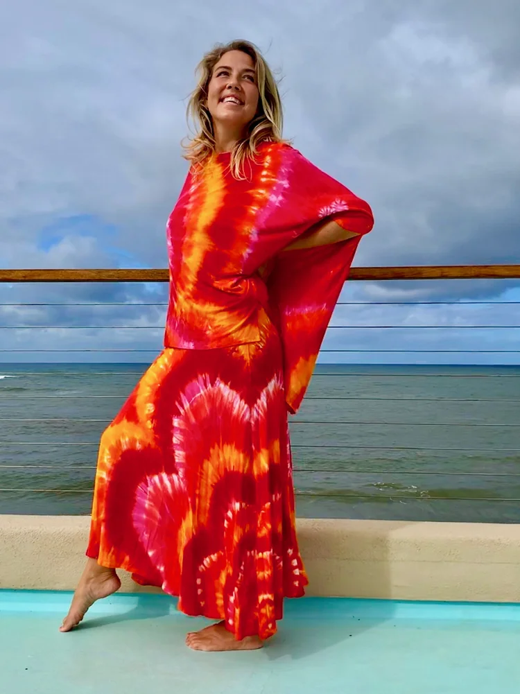 Maui Maxi Skirt in Hibiscus  Moloaa Mama