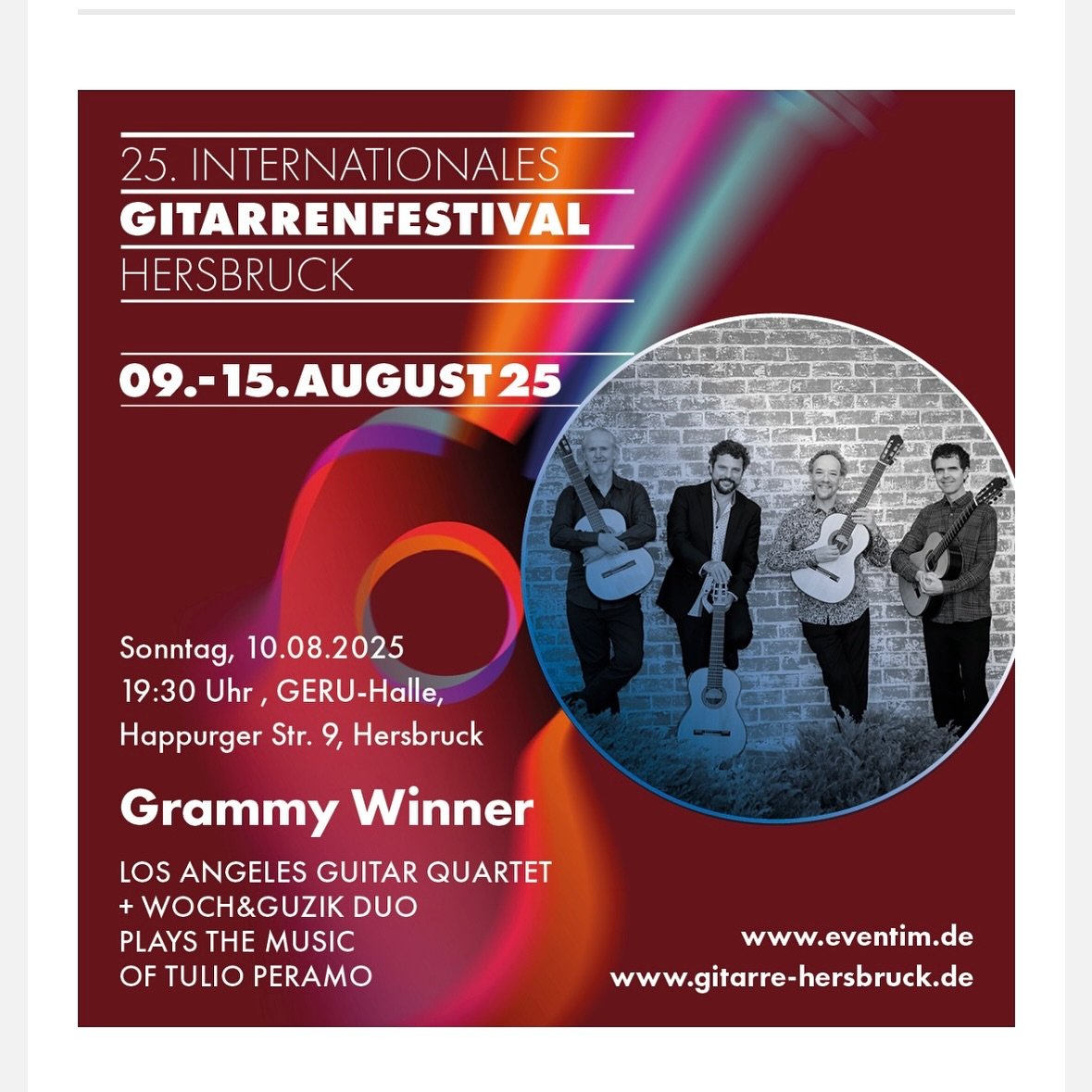 Tonight we wrap up our European tour with a performance at the eclectic Hersbruck Guitar Festival!