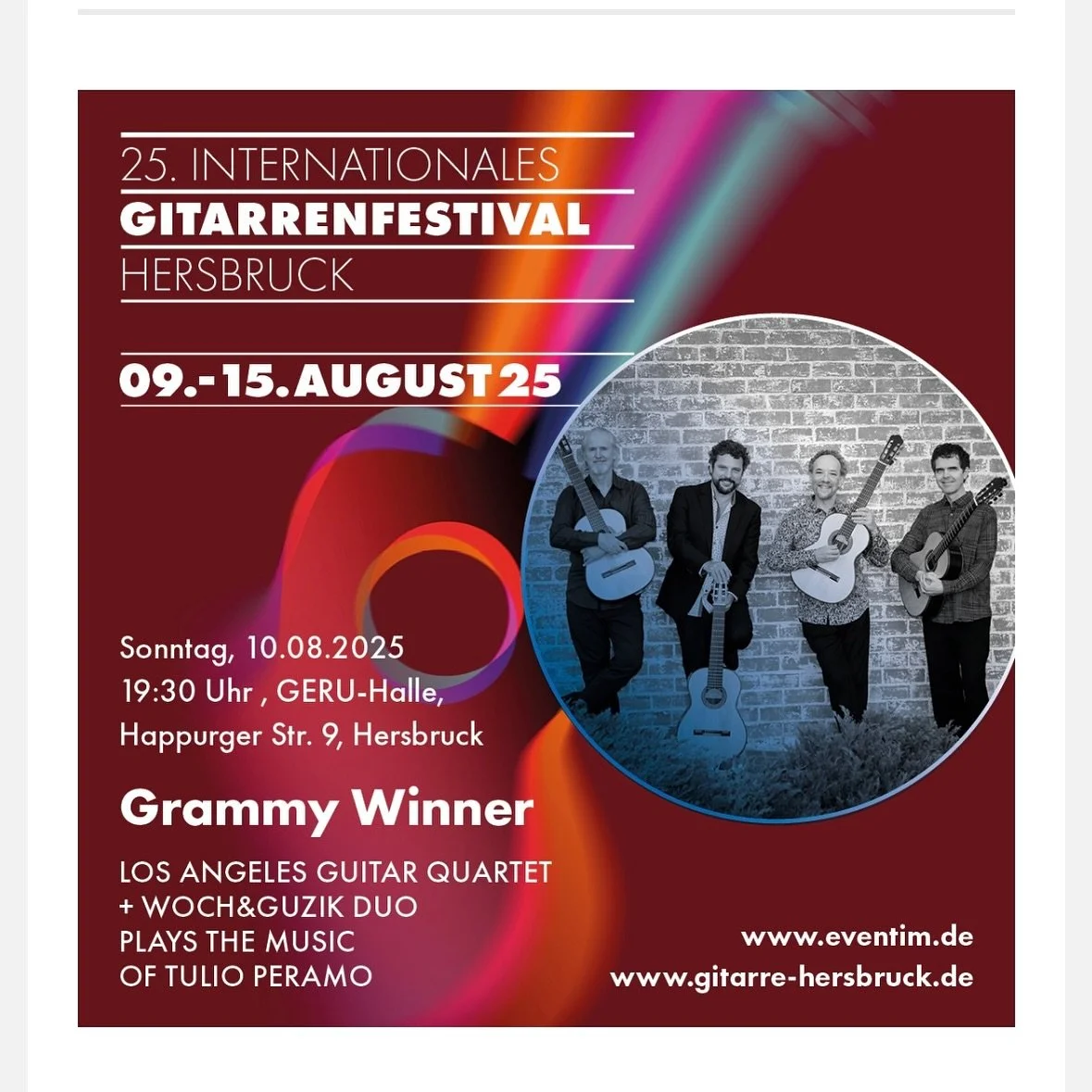 Tonight we wrap up our European tour with a performance at the eclectic Hersbruck Guitar Festival!