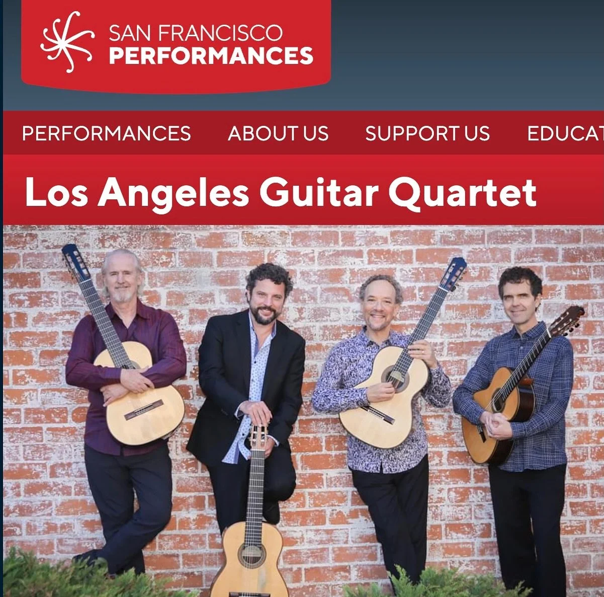 Playing Herbst Theatre in San Francisco this Saturday night! 

https://sfperformances.org/performances/2526/la-guitar-quartet.html