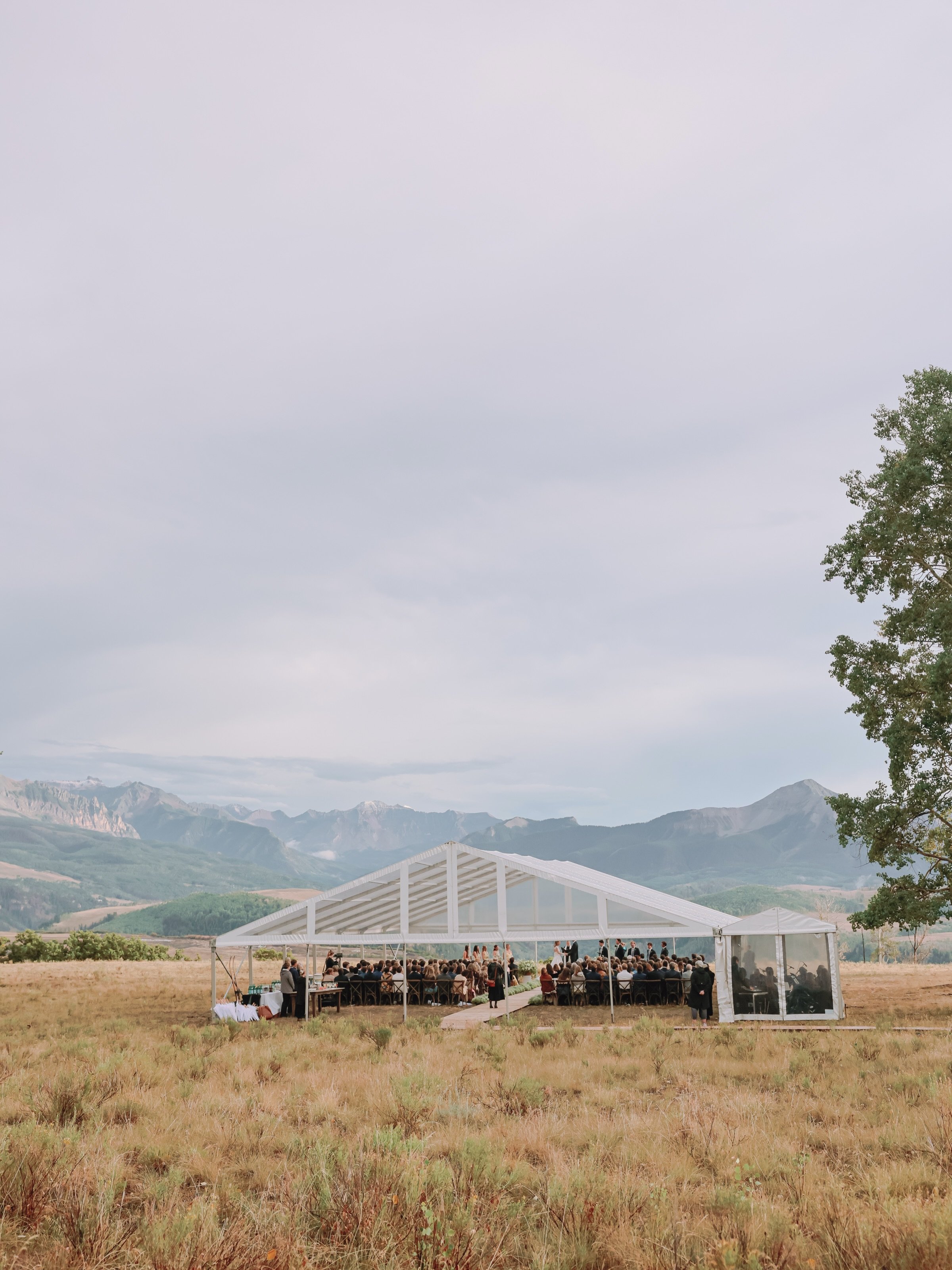 A ceremony set deep in the mountains, designed for the view and built for the moment.

Planning &amp; Production: @soireetelluride 
Photo: @carrie_patterson

 #tellurideceremony #telluridewedding #mountainwedding #weddingreception