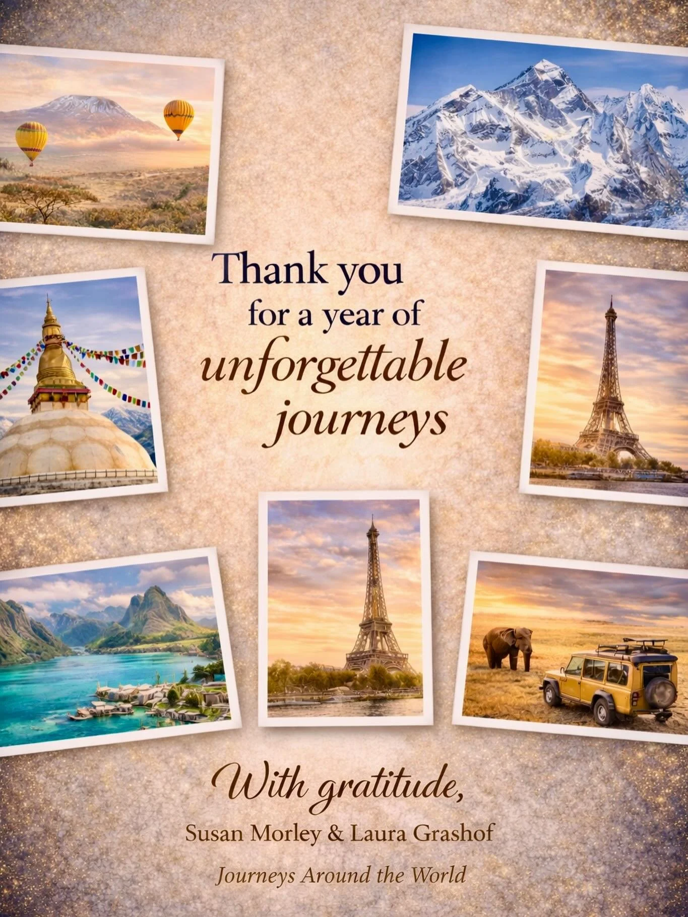As the year comes to a close, our hearts are full.

Thank you to our amazing clients for trusting us to help you explore the world&mdash;celebrating milestones, fulfilling lifelong dreams, and experiencing destinations in ways that felt meaningful an