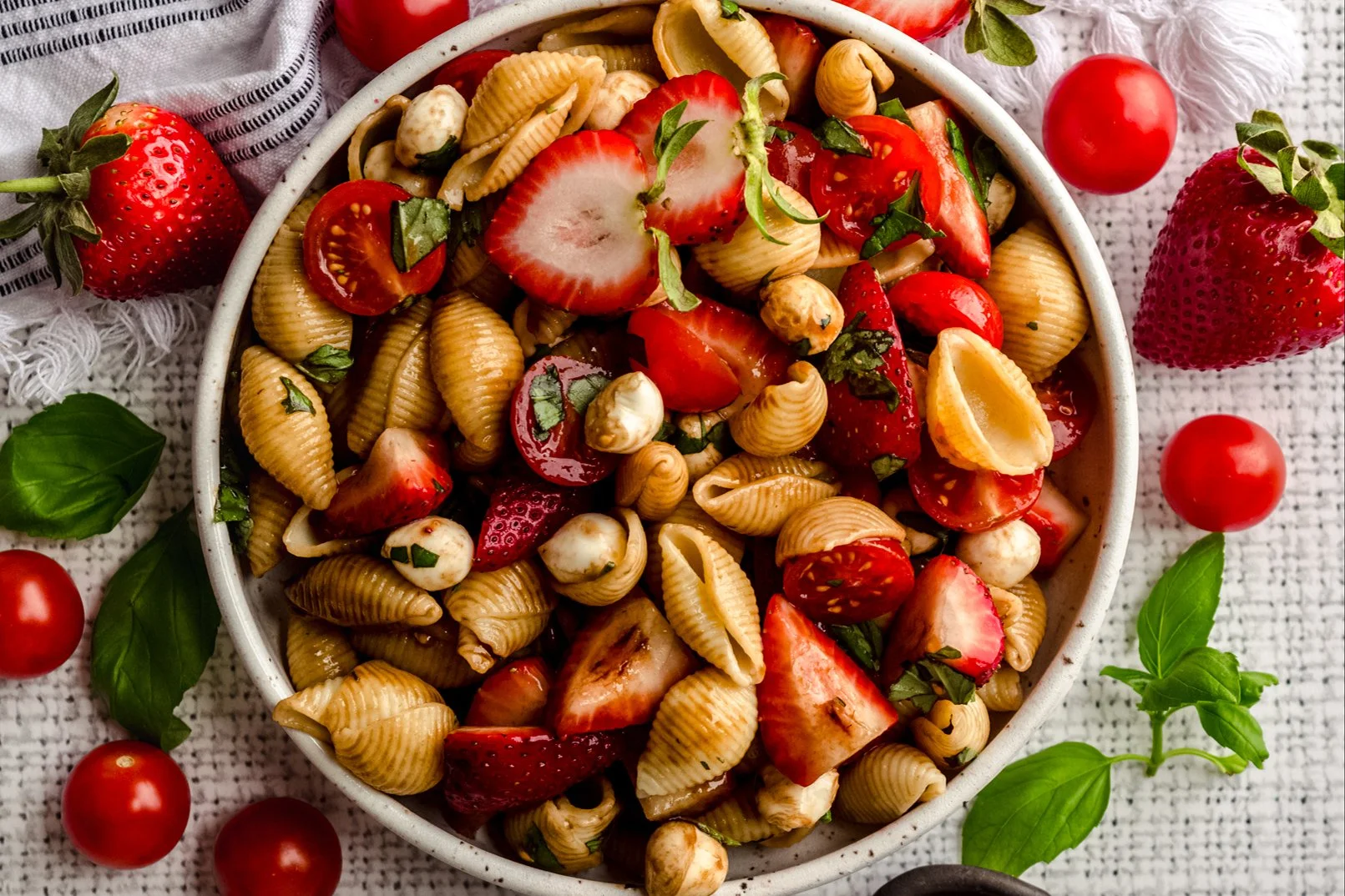Strawberry Caprese Pasta Salad