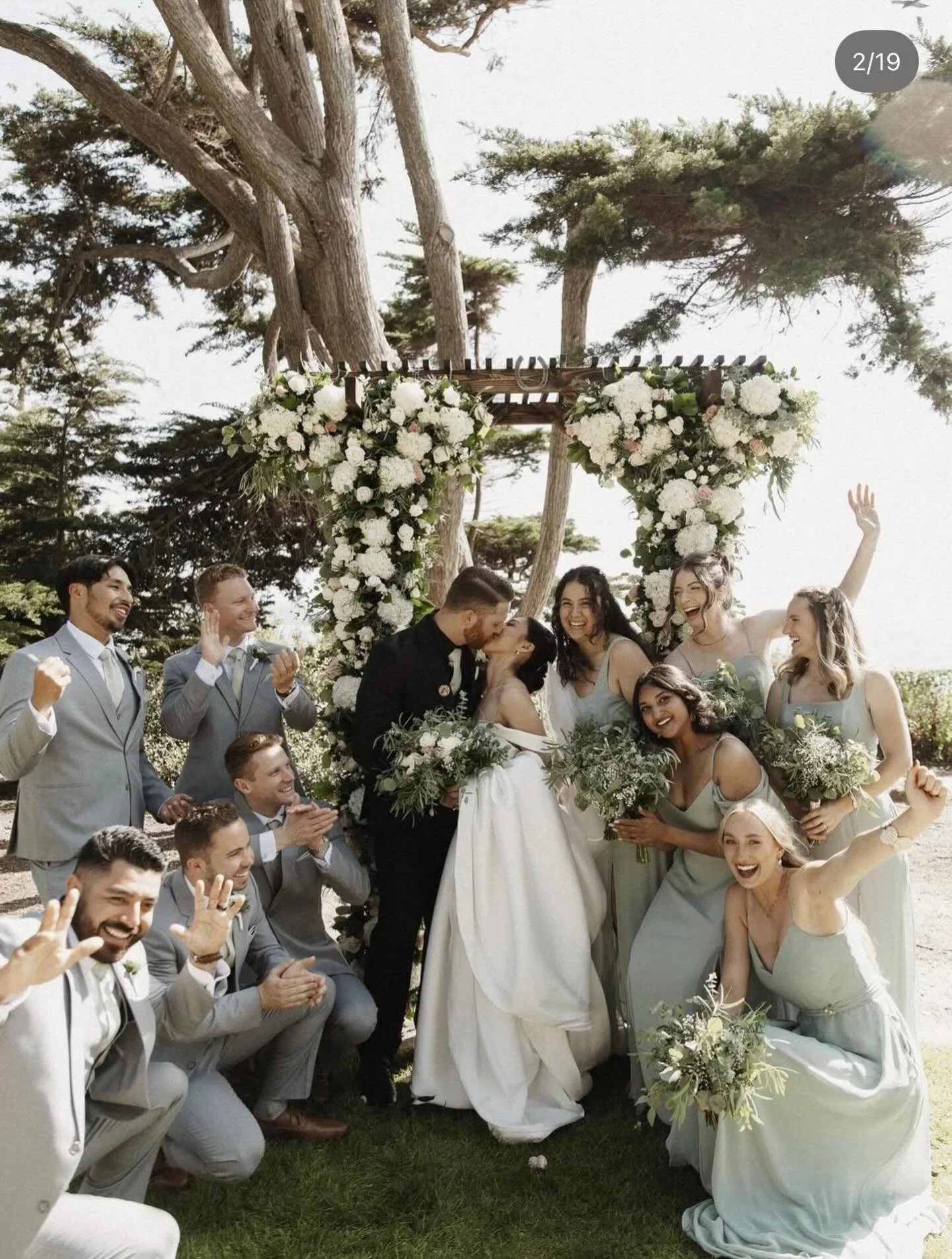 ✉️ day 24 of 25 days of weddings! Sealed with a kiss, surrounded by love, beneath the La Jolla pines 🤍🌿
*
*
Venue: Martin Johnson House
Photography: @mariahfortunephotography
Catering &amp; Bar: @frenchgourmet
Dj &amp; Photobooth: @dancingdjproduct