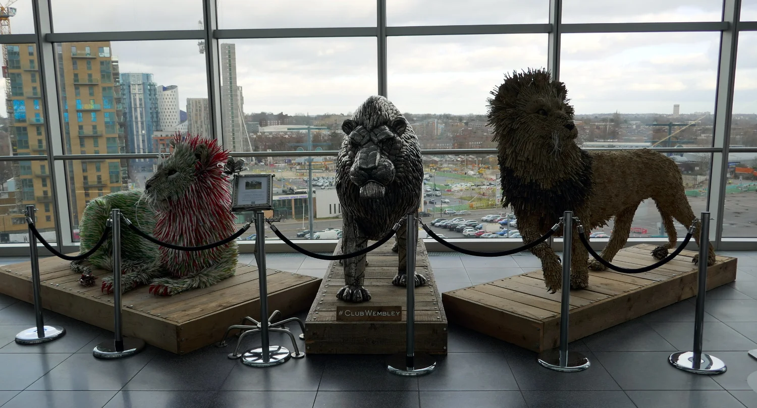  Lions Sculptures, Wembley Stadium Interior, London, United Kingdom