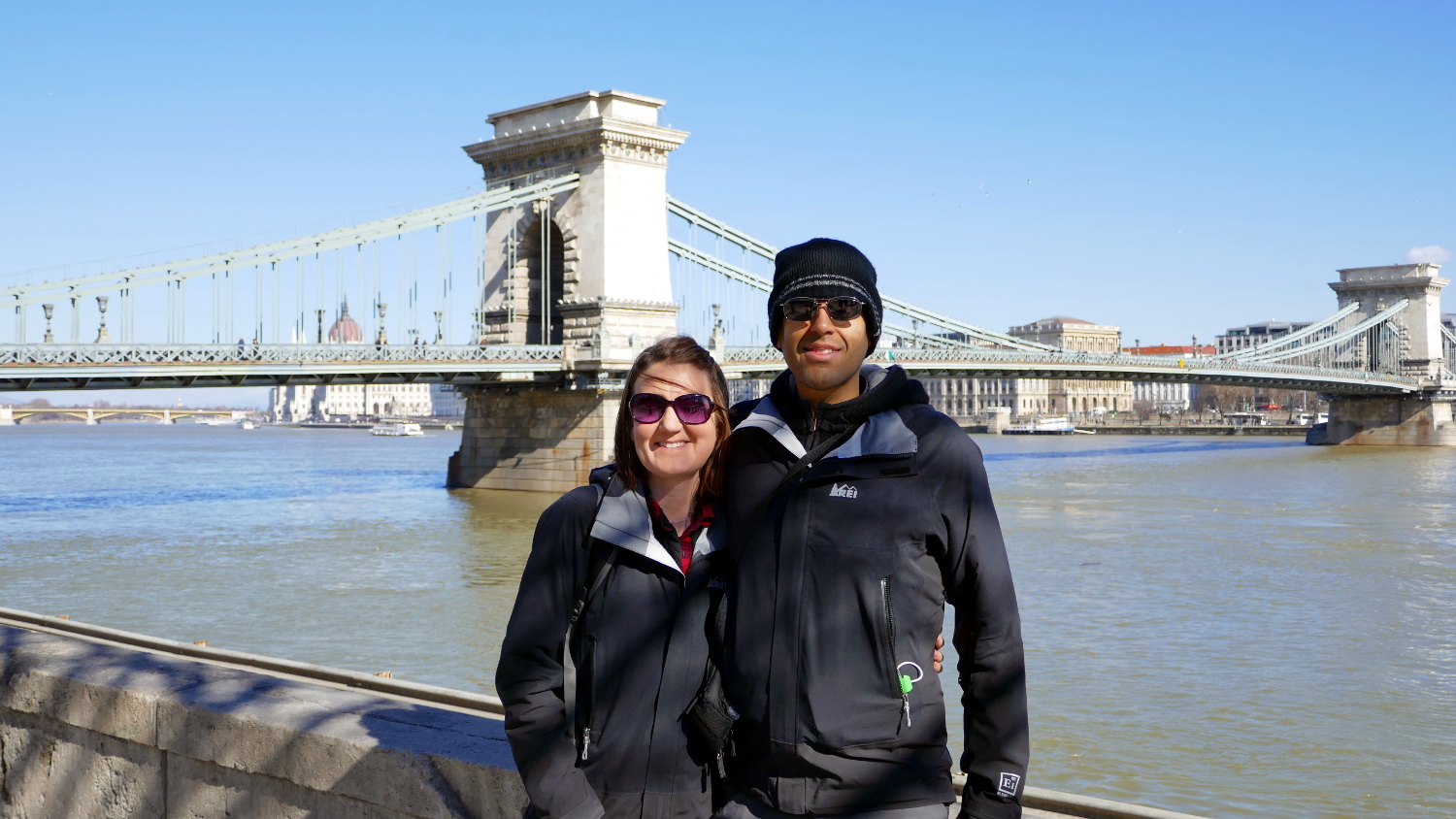 Us at Chain Bridge, River Danube, Budapest, Hungary