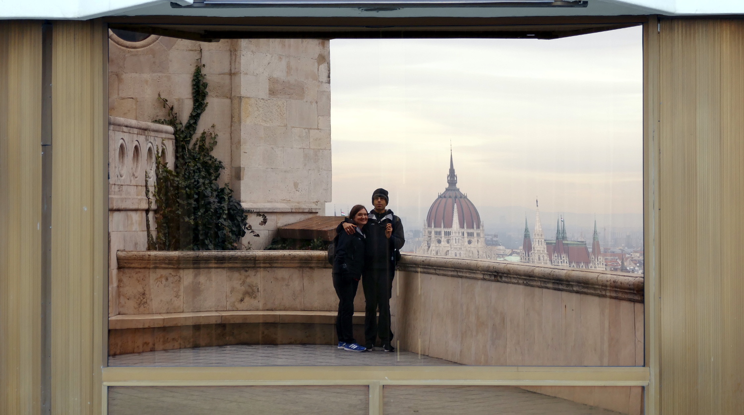 Our Reflection from Fisherman's Bastion, Budapest, Hungary