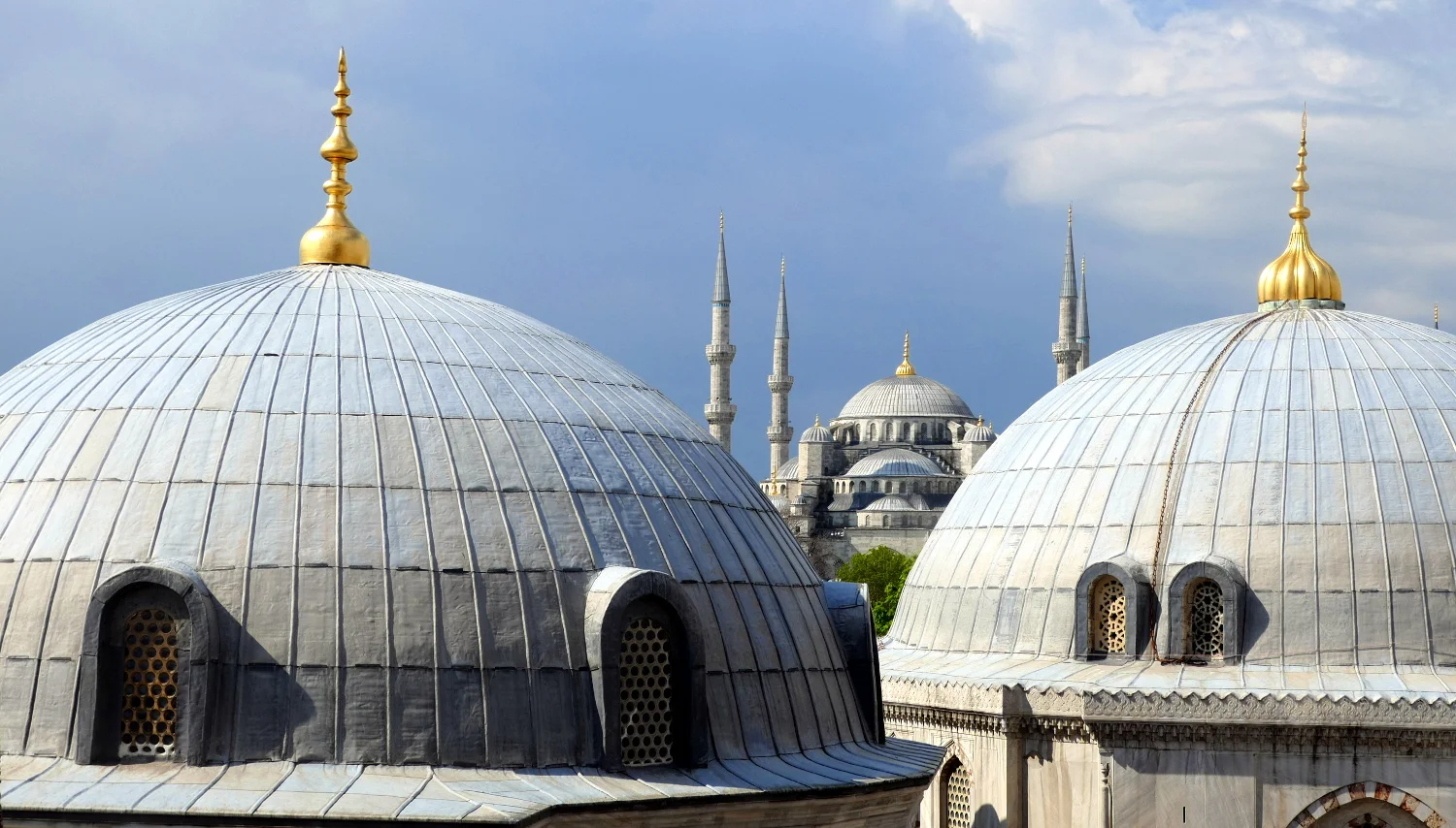 The Sultan Ahmed Mosque (The Blue Mosque) from Hagia Sophia Museum Interior, Istanbul, Turkey