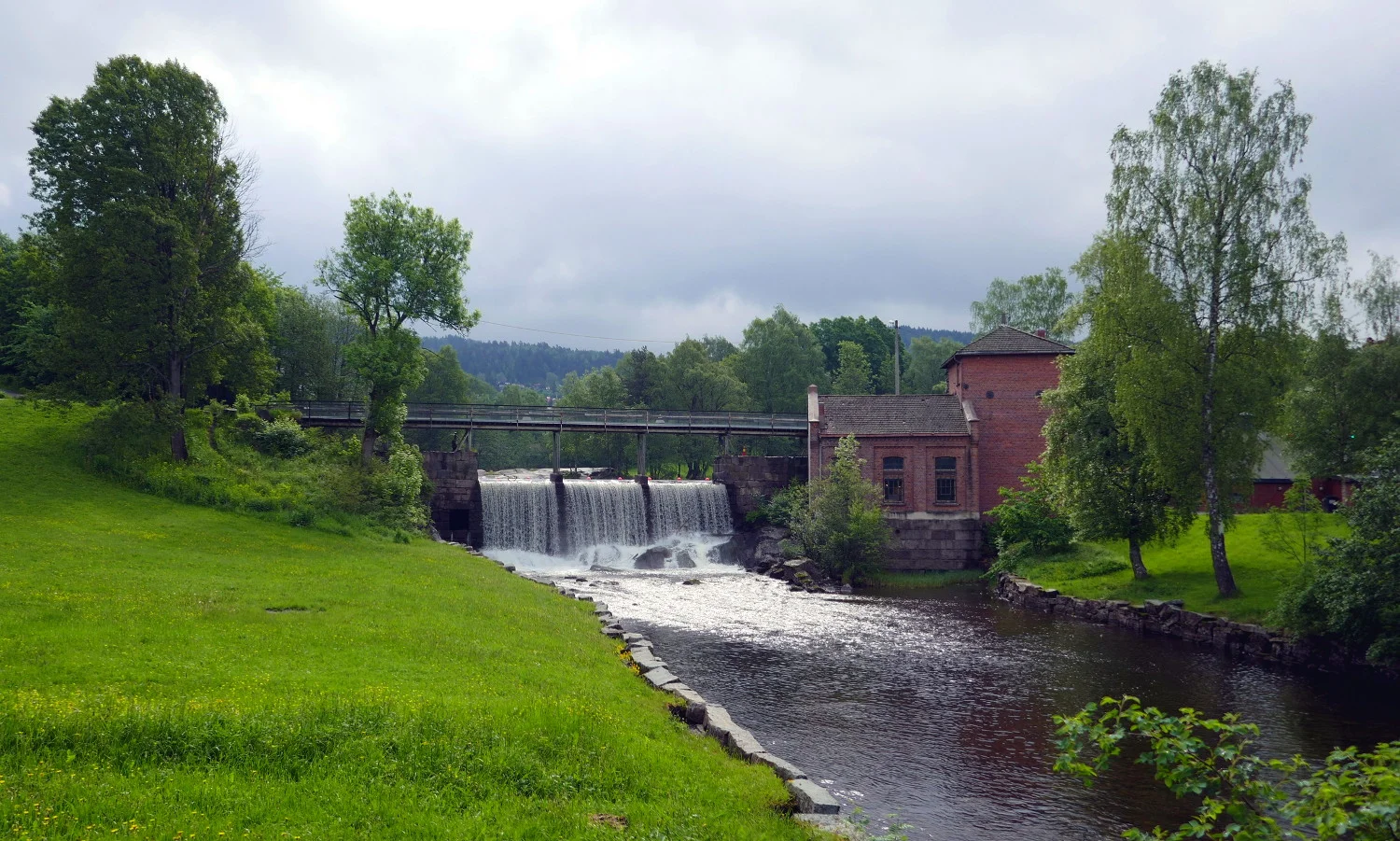 Old Power Station on Akerselva River, Brekkedammen Park, Oslo, Norway