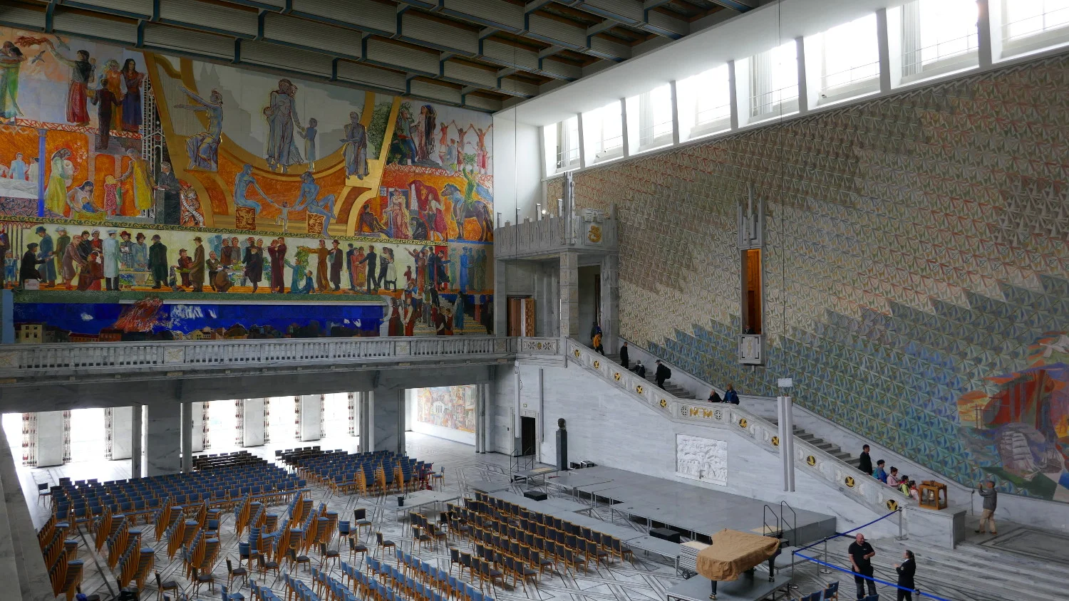 Nation at Work and Play Mural by Henrik Sorensen, Oslo City Hall Interior, Oslo, Norway