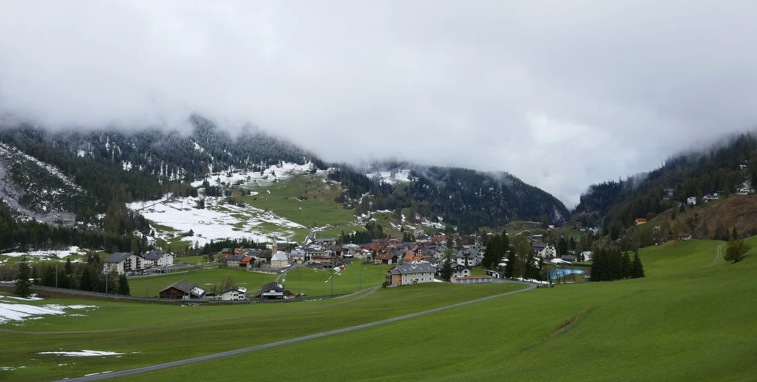 Bergun-Bravuogn Town from Bernina Express Train, Bergun Bbravuogn, Switzerland