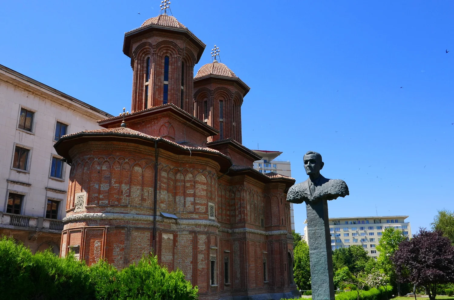 Corneliu Coposu Sculpture and Kretzulescu Church, Bucharest, Romania