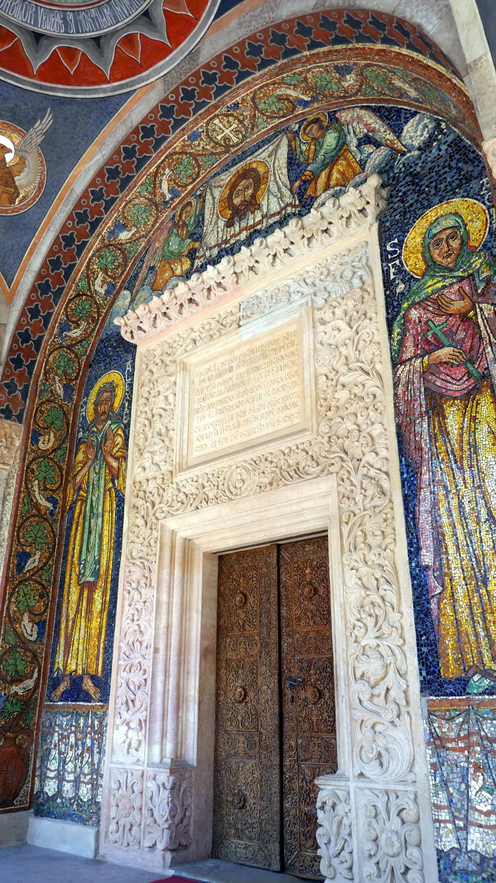 Entrance Mosaic and Carving, Antim Monastery, Bucharest, Romania
