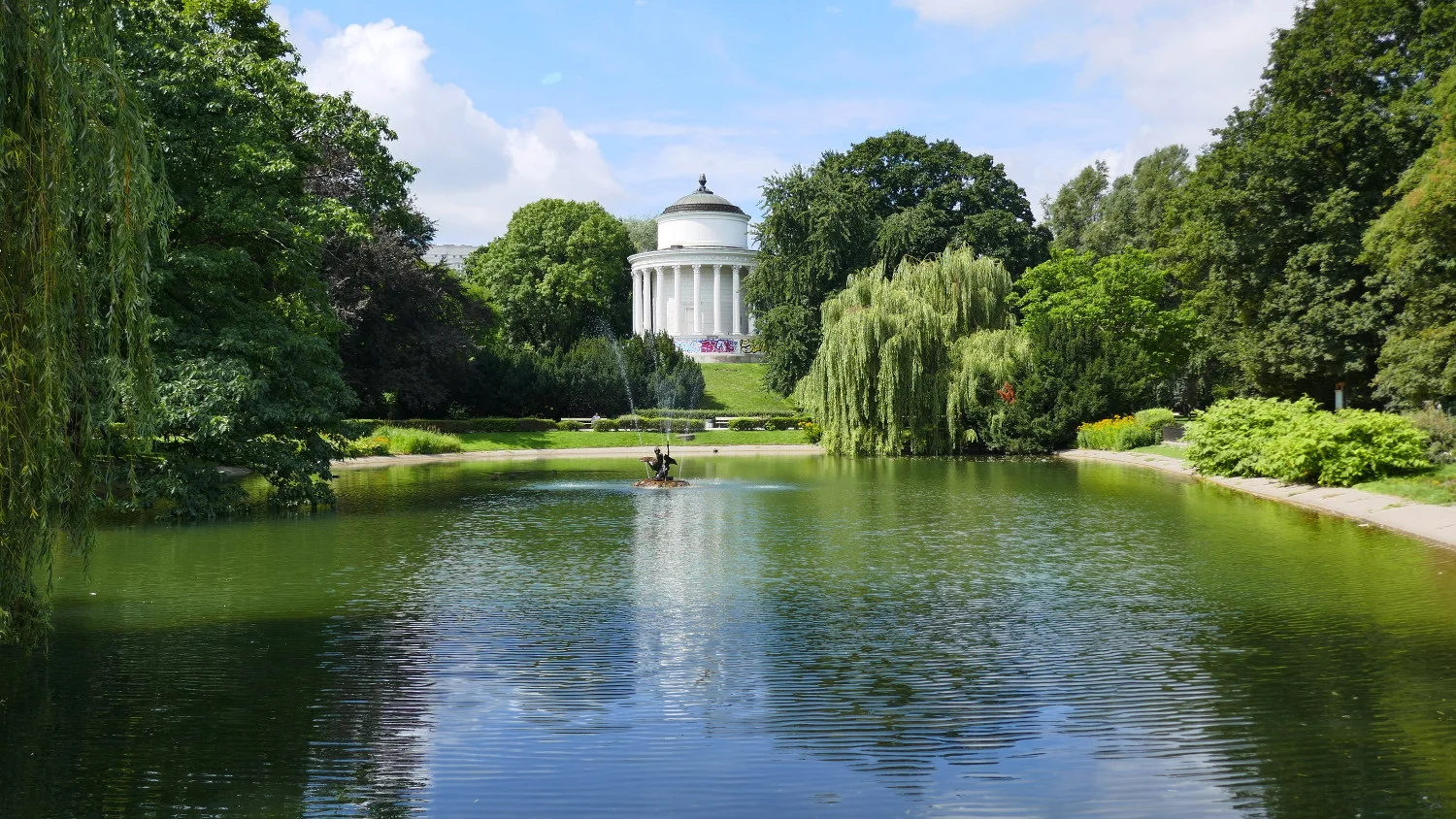 Lake and Water Tower, Saxon Garden, Warsaw, Poland