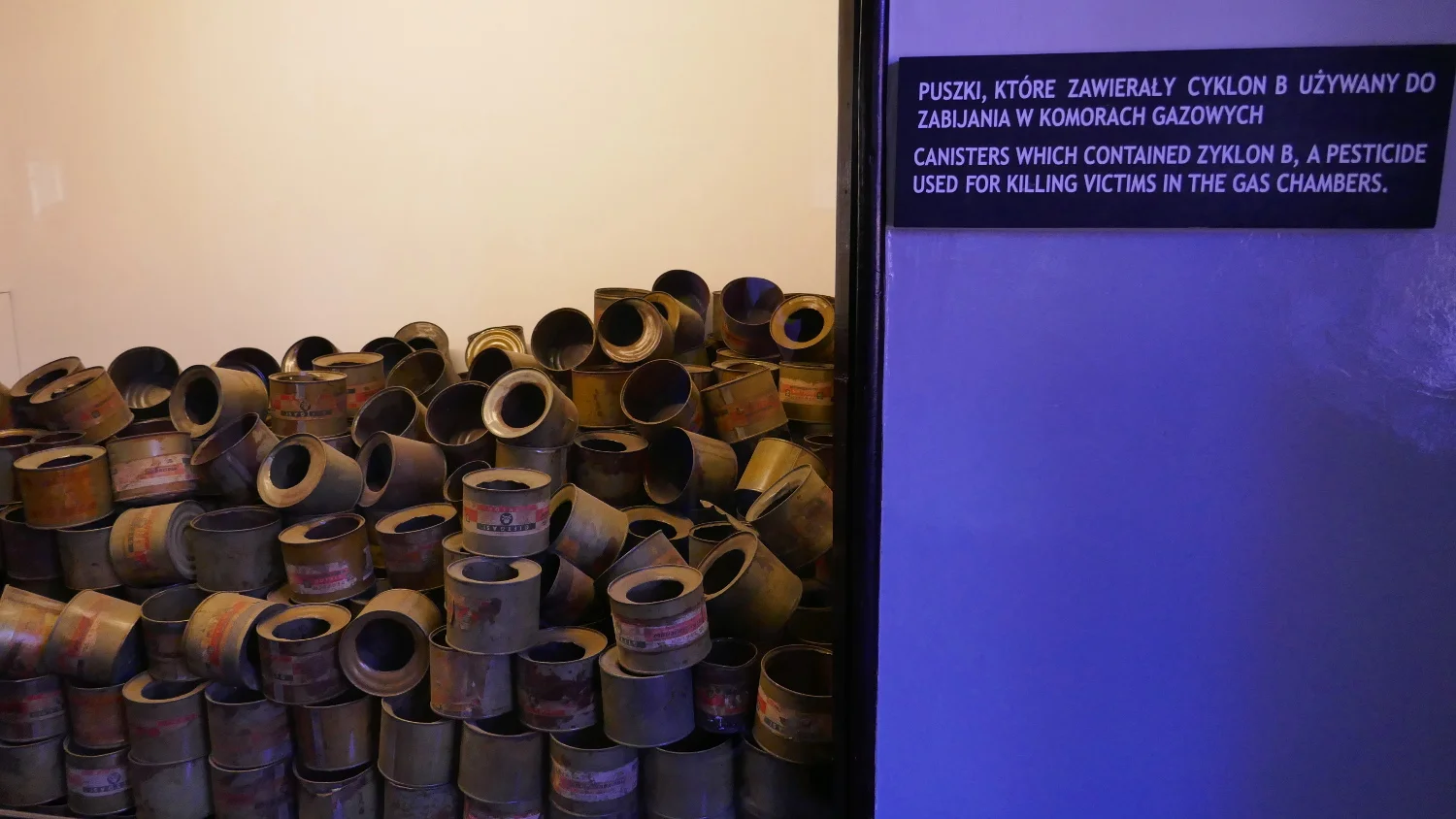 Empty Zyklon B Canisters, Auschwitz-Birkenau Memorial and Museum Interior, Krakow, Poland