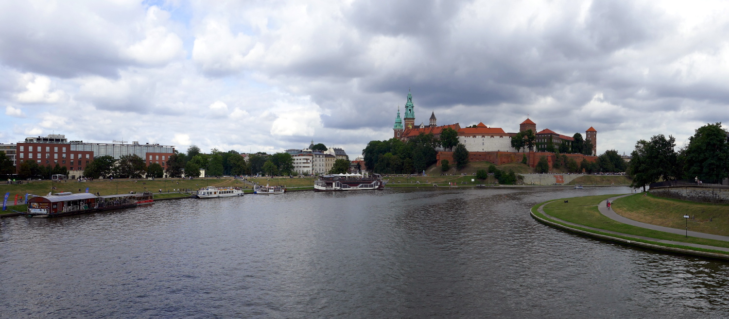 Panorama of Wawel Royal Castle and Vistula River, Old Town, Krakow, Poland