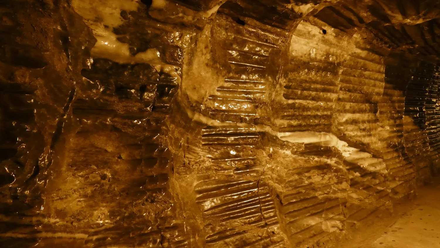 Salt Wall, Wieliczka Salt Mine Interior, Krakow, Poland