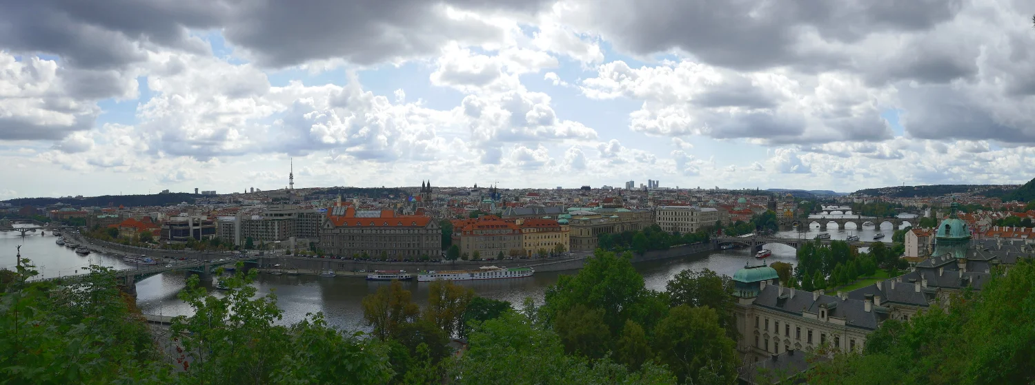 Panorama of Bridges Over Vltava River, Prague, Czech Republic