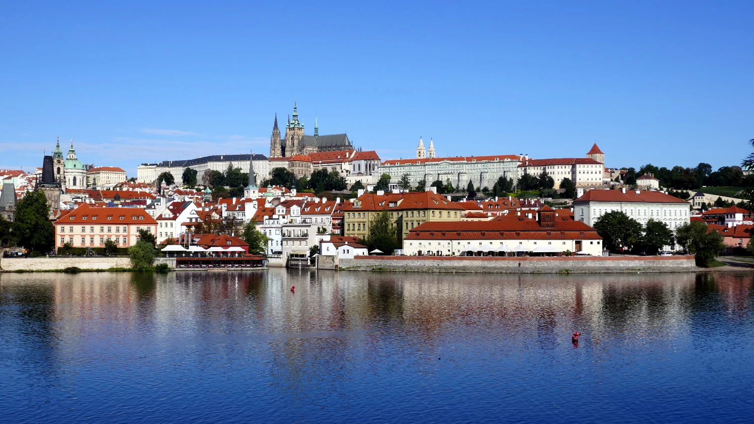 Prague Castle and Vltava River, Old Town, Prague, Czech Republic