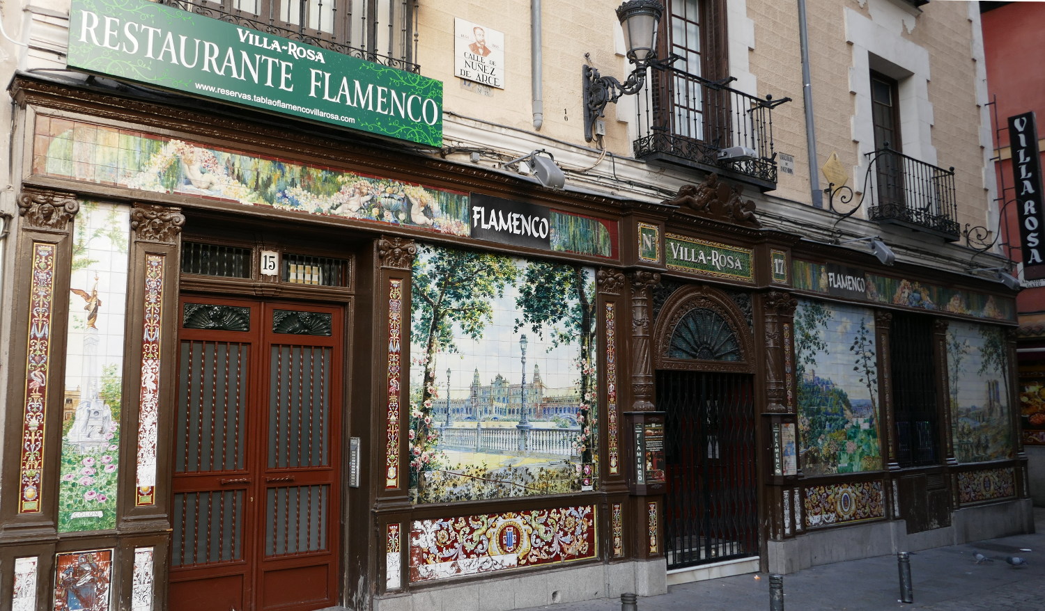 Hand Painted Ceramic Glazed Tile, Tablao Flamenco Villa Rosa, Madrid, Spain