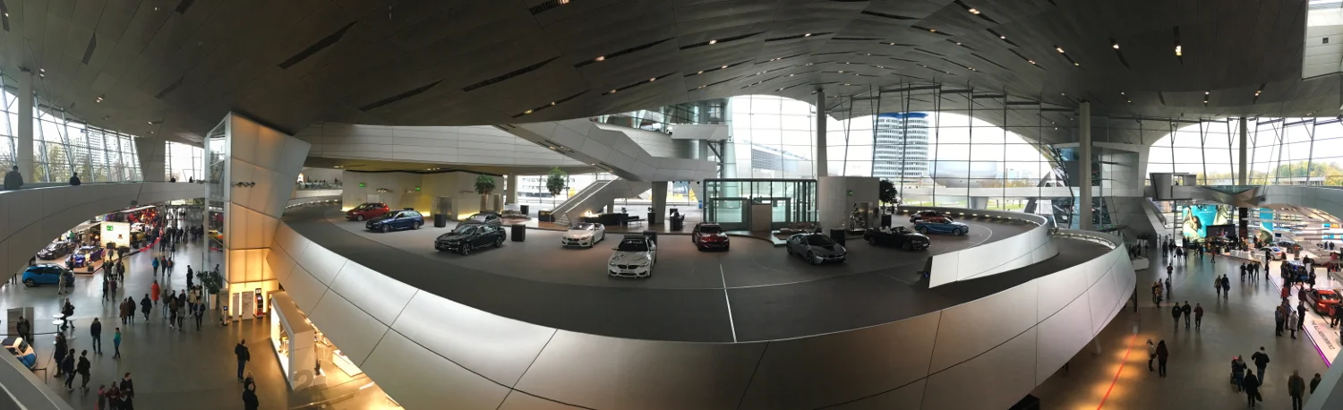Panorama, BMW World Interior (BMW Welt), Munich, Germany
