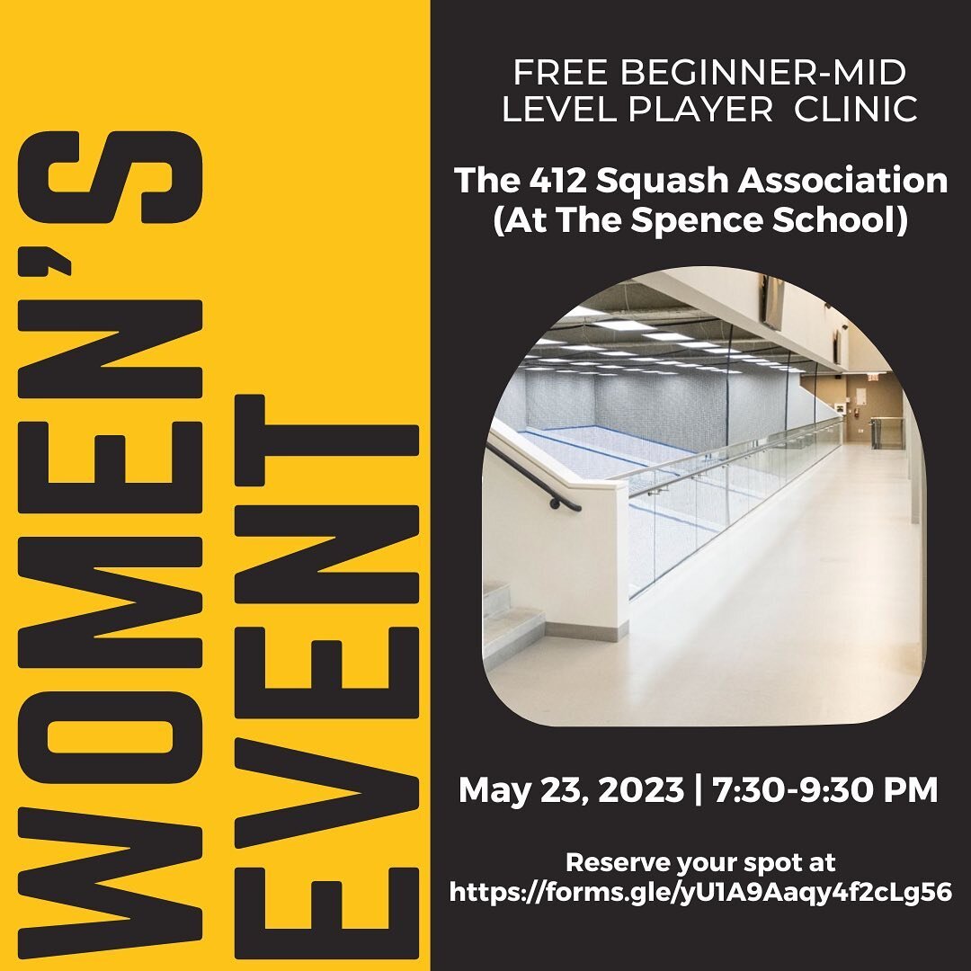 Our women&rsquo;s events calendar is kicking off with a clinic at 412 Squash at the Spence school next week. Fill out the form in our bio link! 

We&rsquo;re sponsoring women&rsquo;s events as a result of our Women&rsquo;s Squash fundraiser so DM us 