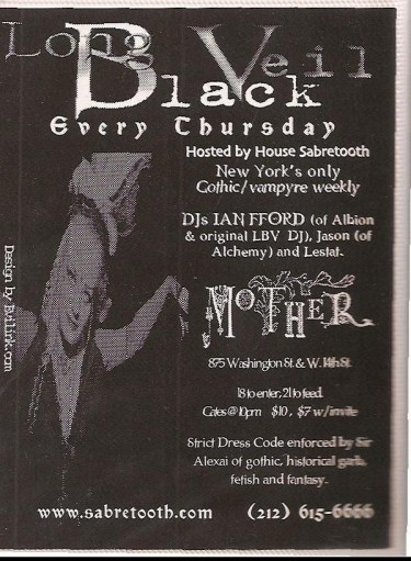  AN ORIGINAL FLYER FROM MOTHER AND LONG BLACK VEIL IN 1998