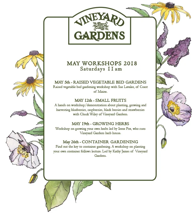 2018 MAY GARDEN WORKSHOP SCHEDULE