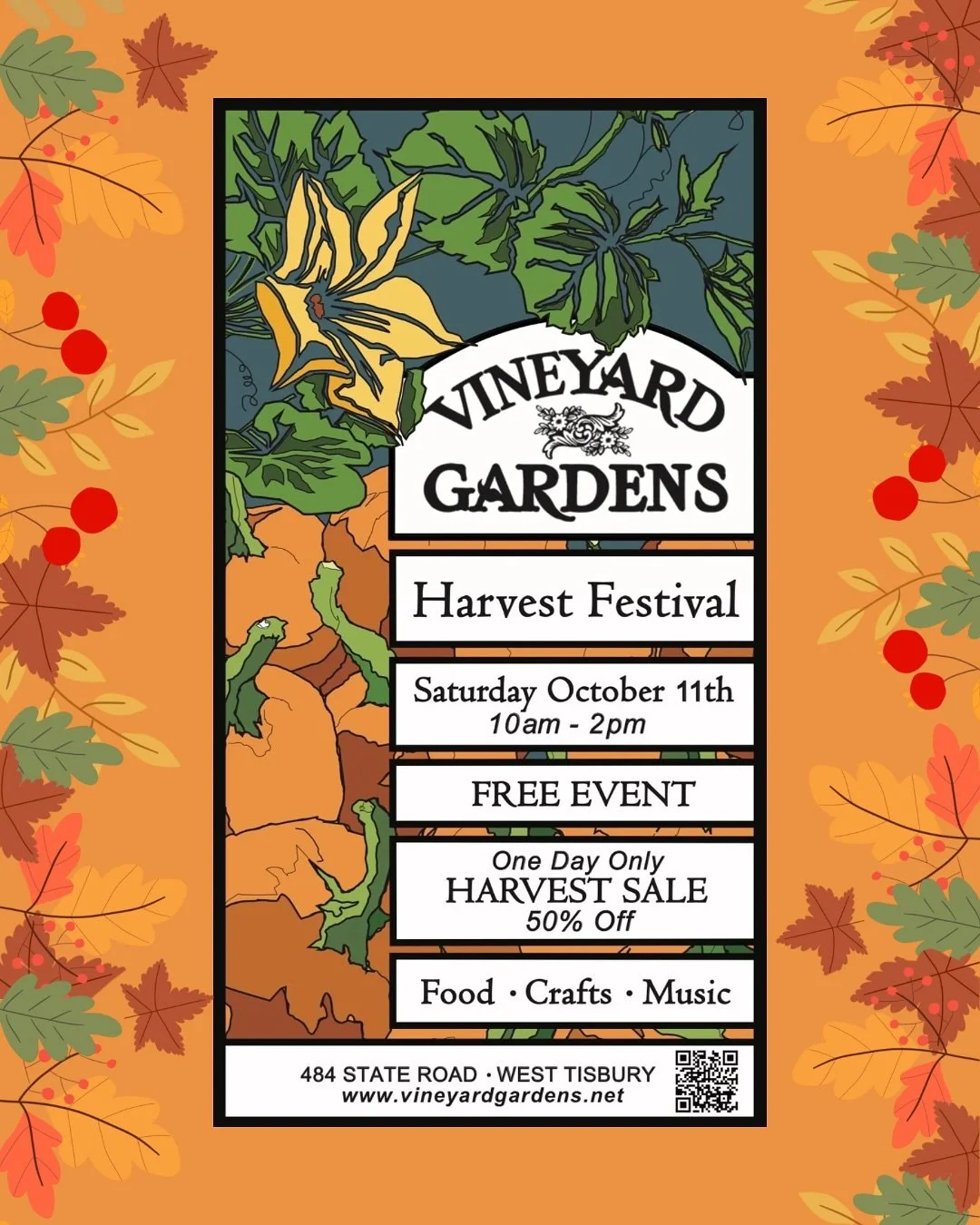 🍂✨ Save the Date! ✨🍂

Vineyard Gardens&rsquo; Annual Harvest Festival is almost here &mdash; join us on Saturday, October 11th from 10 AM &ndash; 2 PM at 484 State Road, West Tisbury.

This free community tradition is one of our favorite days of th
