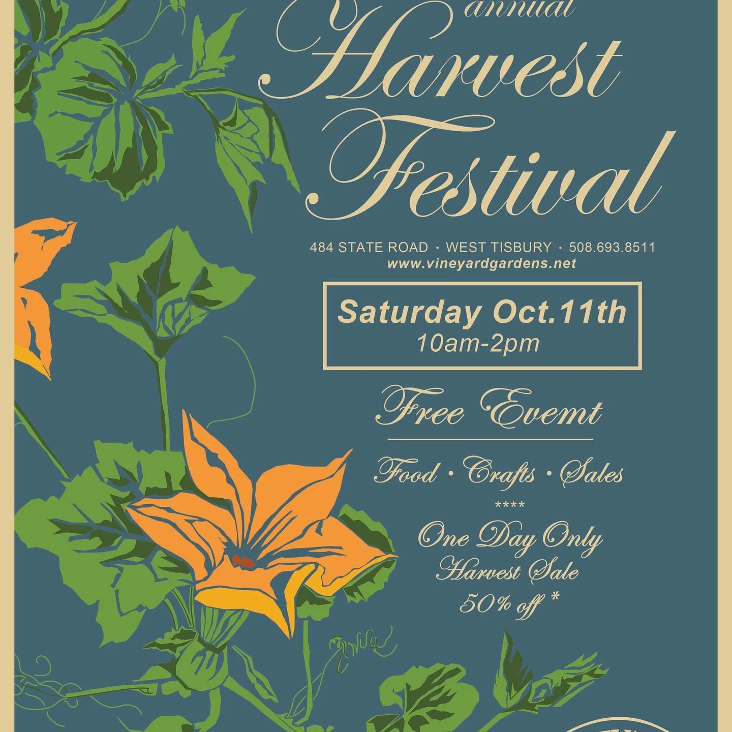 🍂&nbsp;Plan Your Day at the Harvest Festival&nbsp;🍂

Saturday, October 11 &bull; 10 am &ndash; 2 pm
📍Vineyard Gardens &bull; 484 State Rd, West Tisbury

✨&nbsp;Arts &amp; Crafts (10 am &ndash; 2 pm) Enjoy free crafts all day&nbsp;-&nbsp;pumpkins m