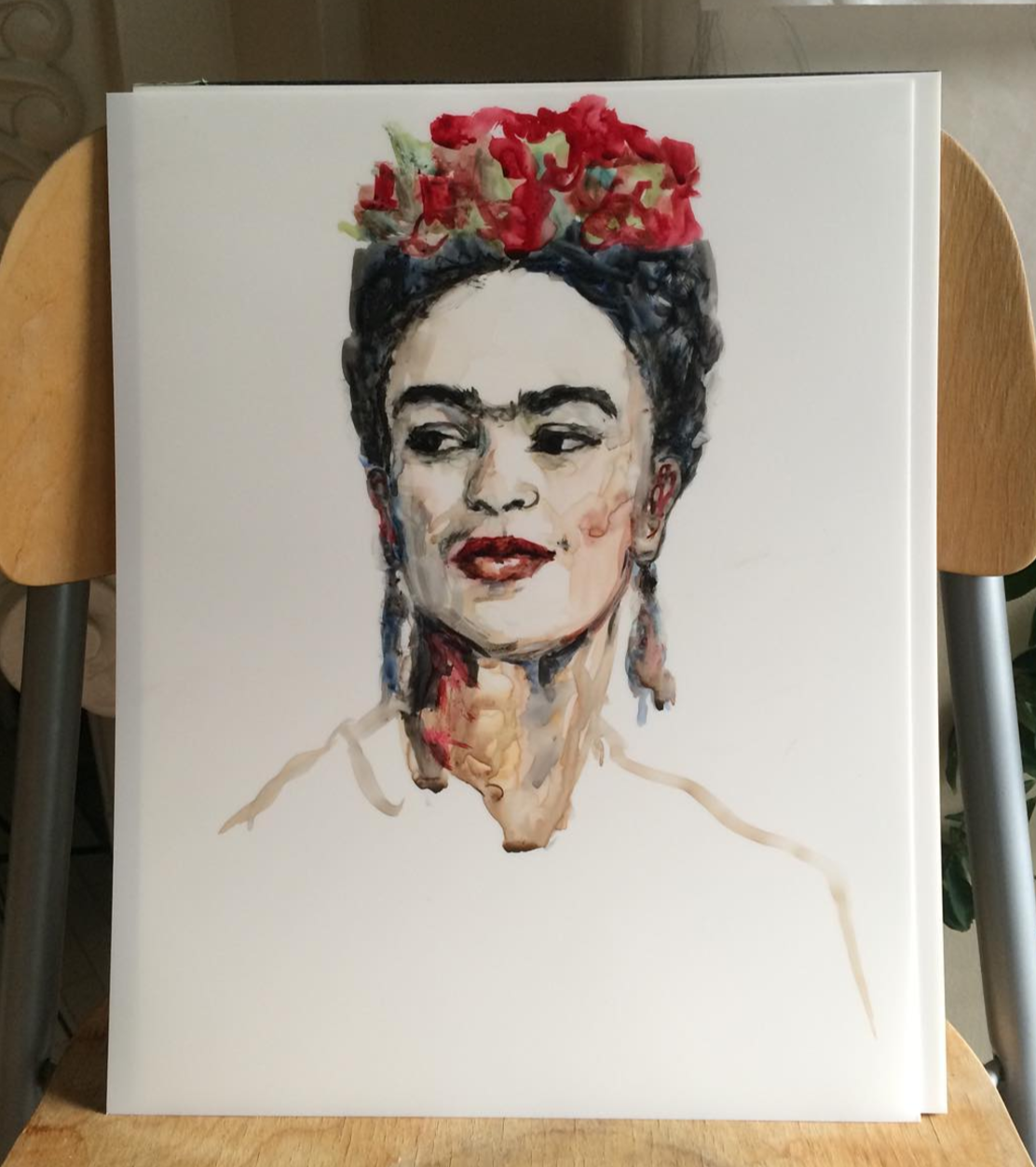 Frida Kahlo portrait study on Yupo paper.