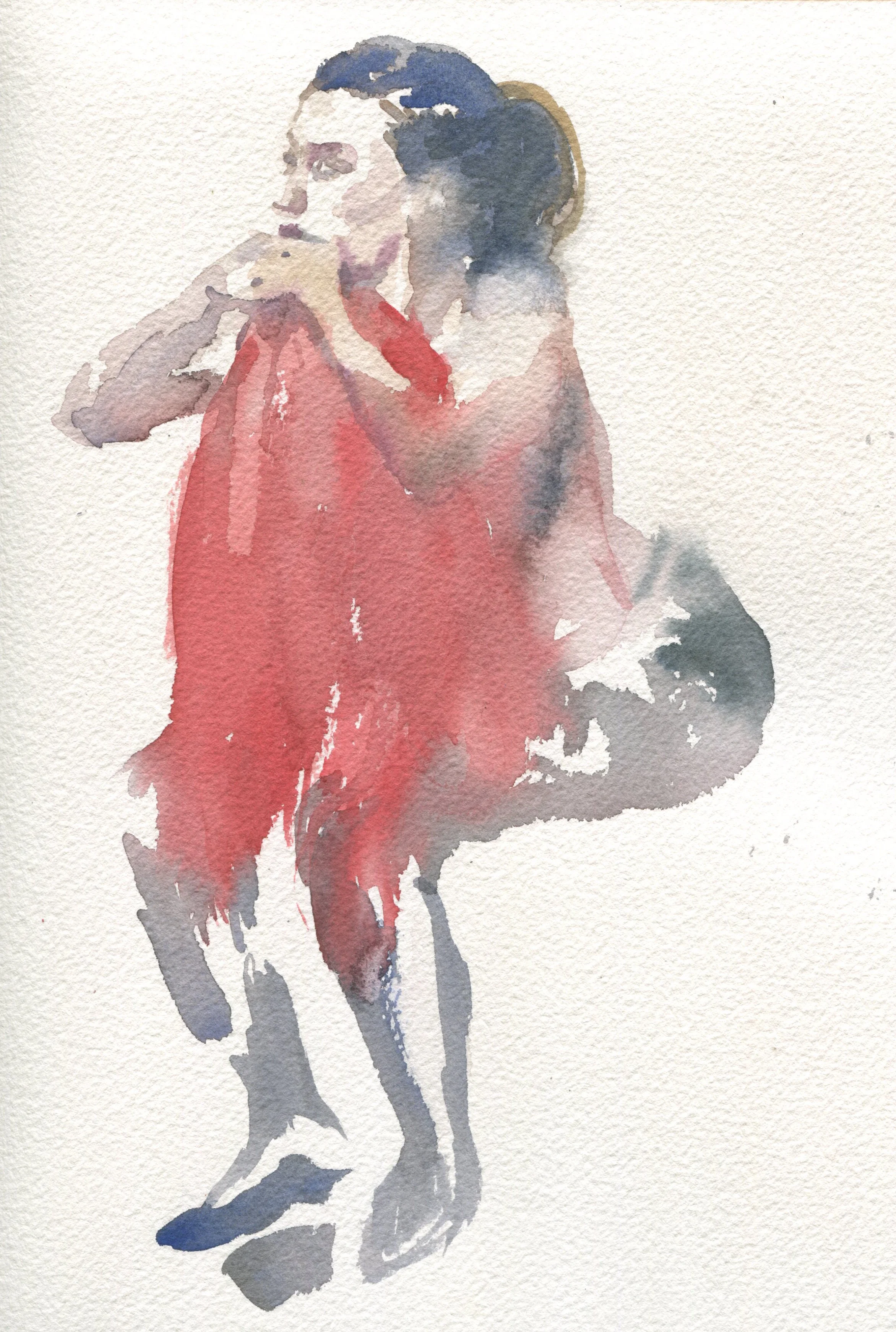 Quick figure sketches with live model, 2016.