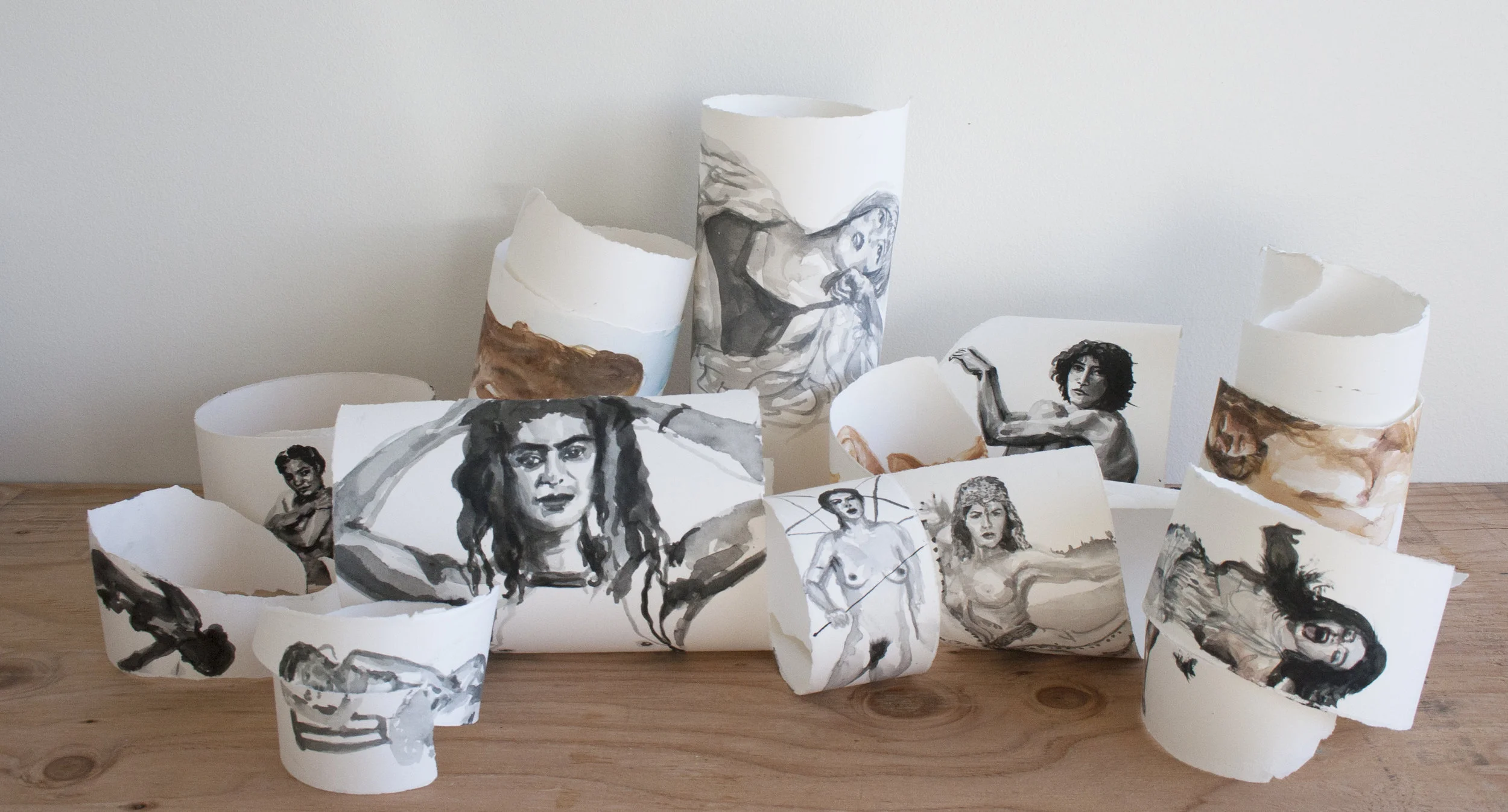 Collected View - February 2017 L to R: Georgia O'Keefe, Eartha Kitt, Francesca Woodman, Frida Kahlo, nudie mag model, Cindy Sherman, Marina Abramovic, Betty Paige, Patti Smith, self, Bjork
