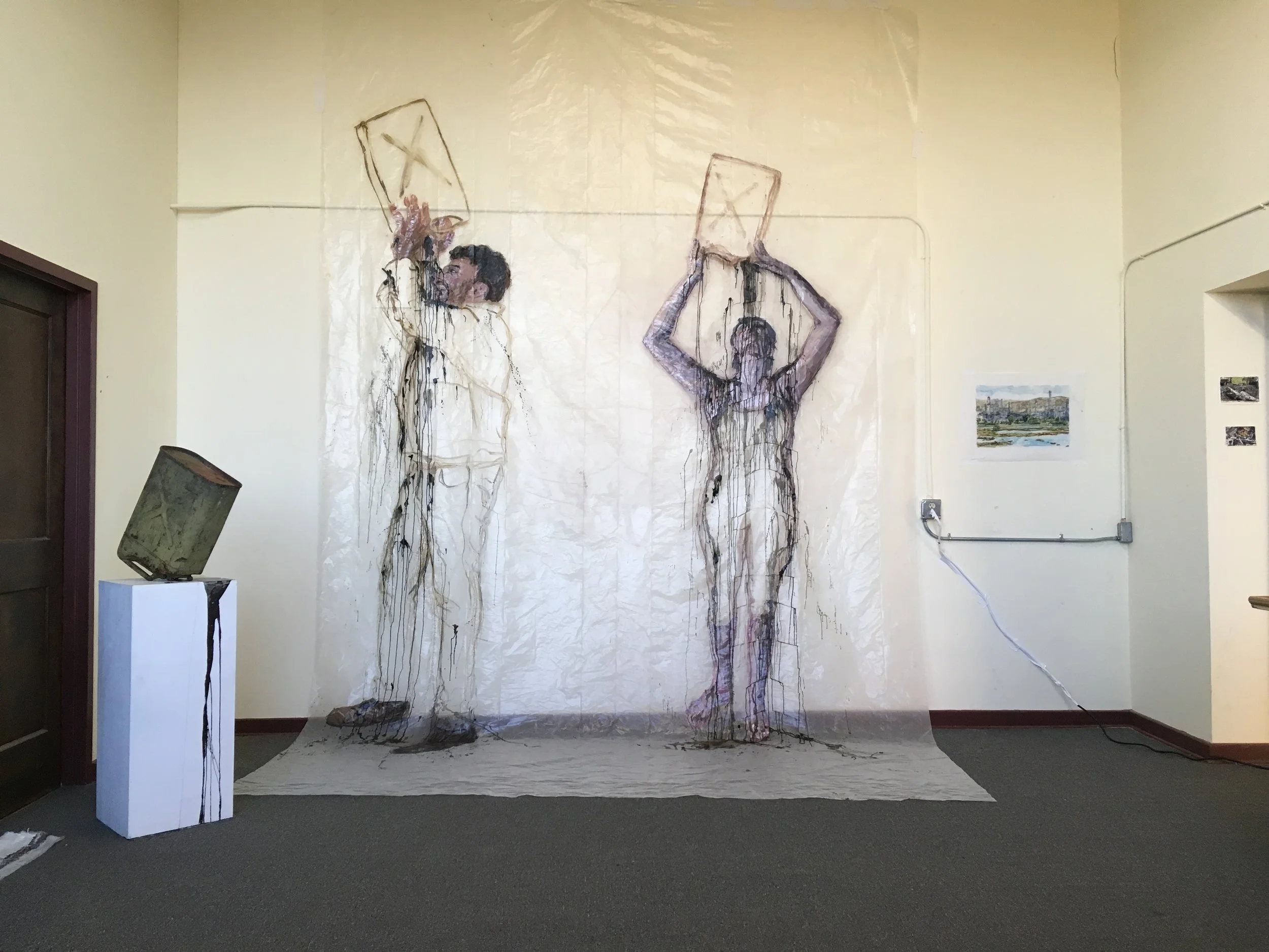  "Gas Guzzlers" and "Pretty" (installation view at NWOSU Alva, OK, with jerry can)  