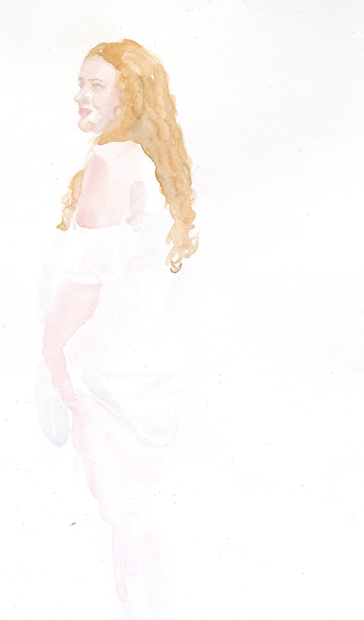 Carrie in White, from a live figure sketch session. 2018.