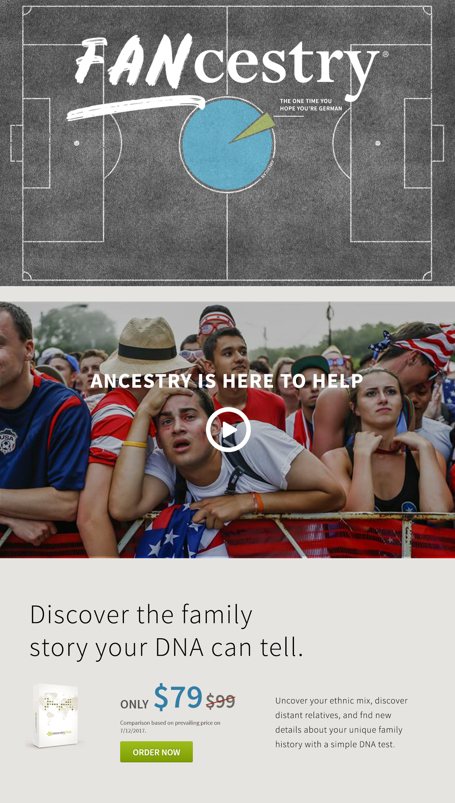 Splash Page for "Fancestry" Campaign