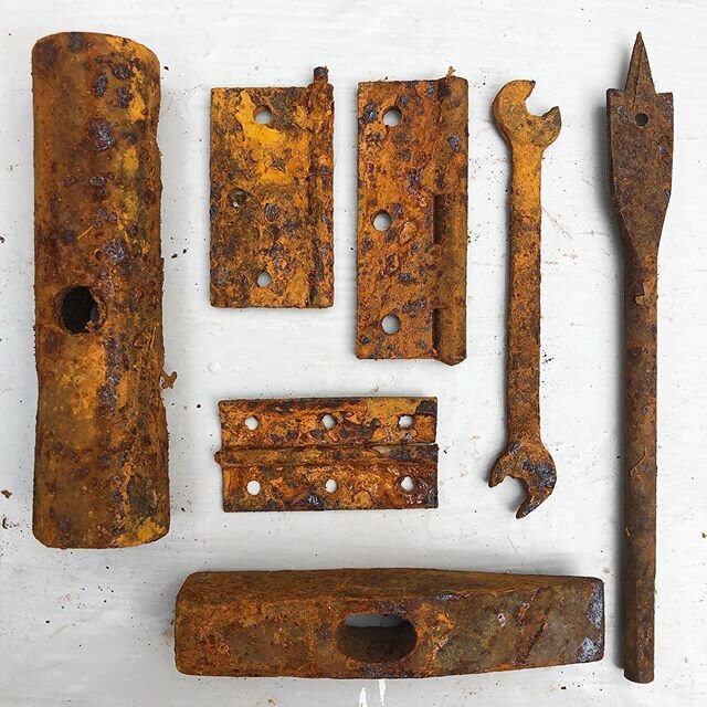 I&rsquo;m constantly collecting little rusty objects.... these beauties were kindly given to me by a friend who found them in her Dad&rsquo;s shed. I&rsquo;m planning on making a new batch of iron water... which can not only be used as a mordant with