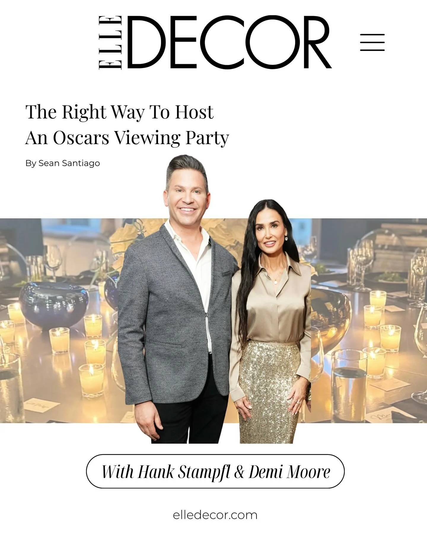 We&rsquo;re beyond thrilled to be featured in @elledecor &lsquo;s latest article, &ldquo;The Right Way To Host An Oscars Viewing Party, According To An Expert&rdquo; by the one and only @sean_santiago!

Whether you&rsquo;re a movie buff or just in it