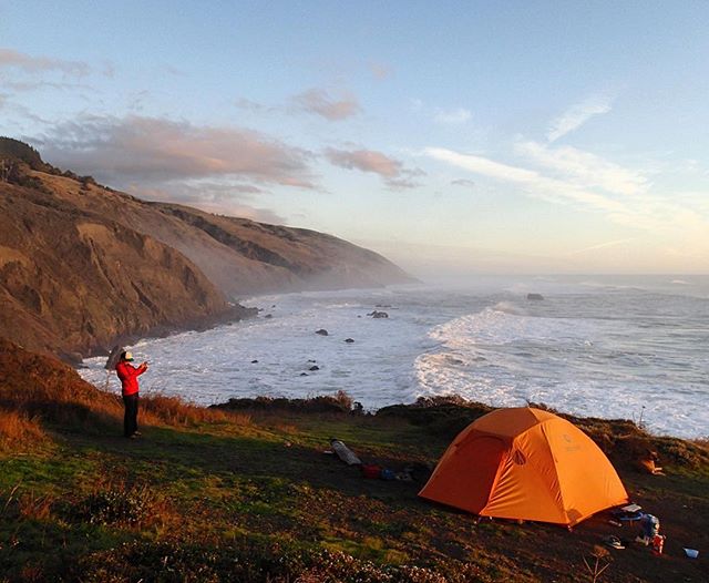 We camped up on the bluffs above the ocean for our first night and even from that height we could still feel the power of the pounding waves below. 
#camping #hiking #backpacking #ocean #California #lostcoast